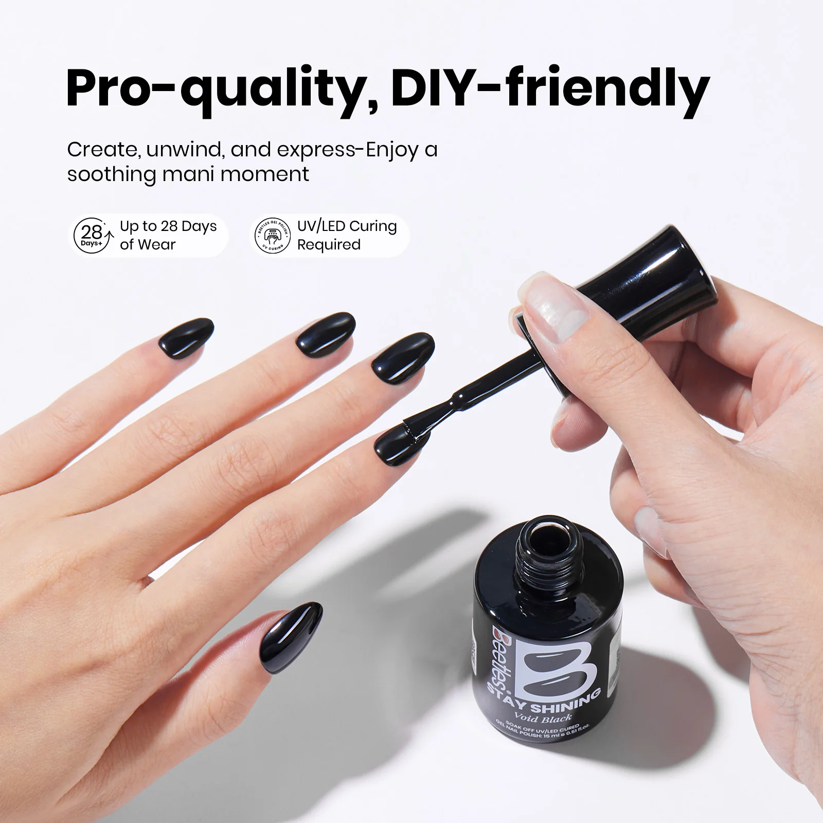 Beetles Stay Shining Gel Polish Void Black - 15ml of Deep Mystique - Image 5