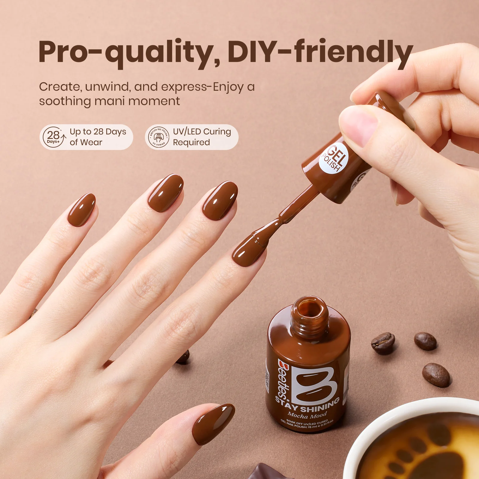 Beetles Stay Shining Gel Polish Mocha Mood - 15ml of Cozy Moment - Image 5