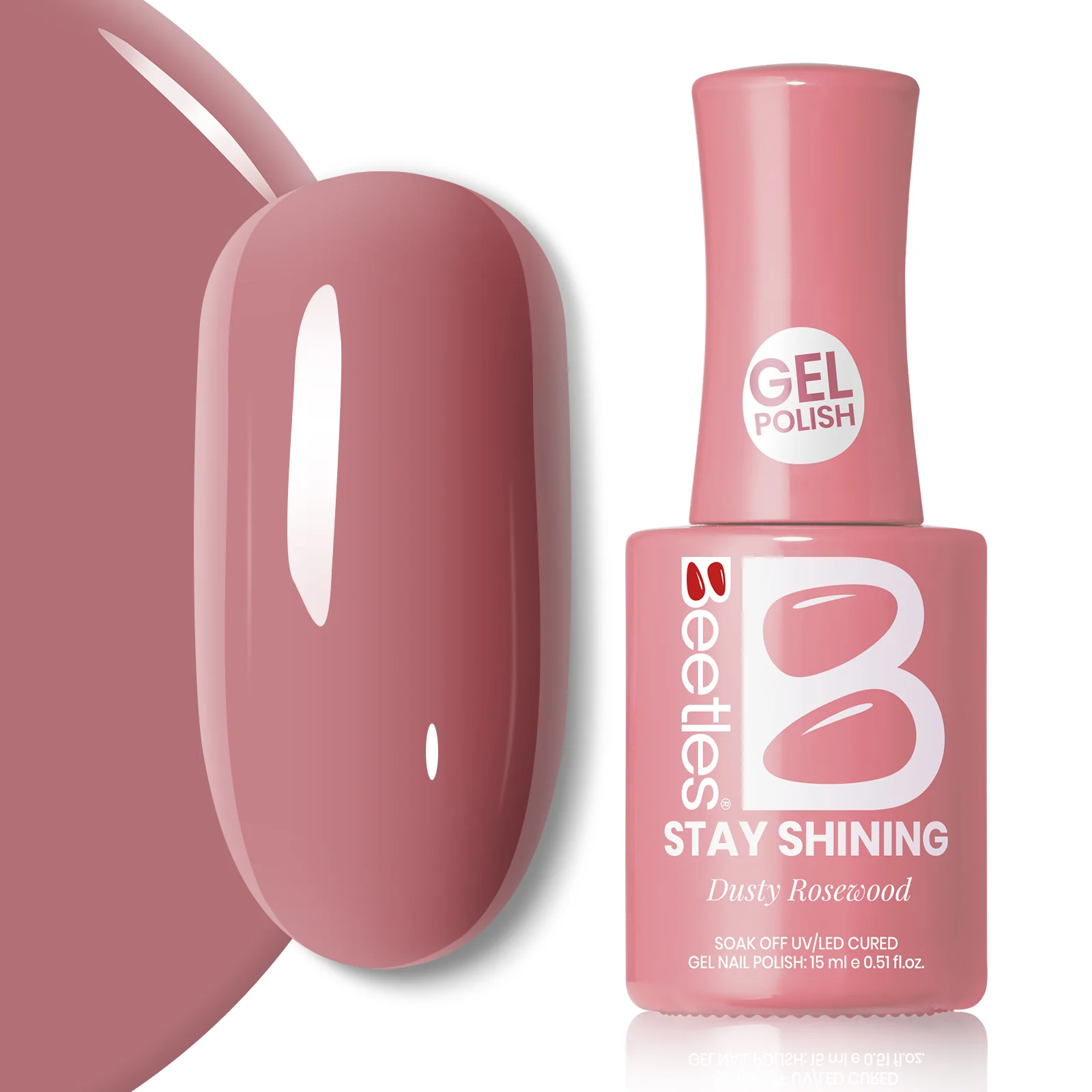 Beetles Stay Shining Gel Polish Dusty Rosewood - 15ml of Subtle Grace