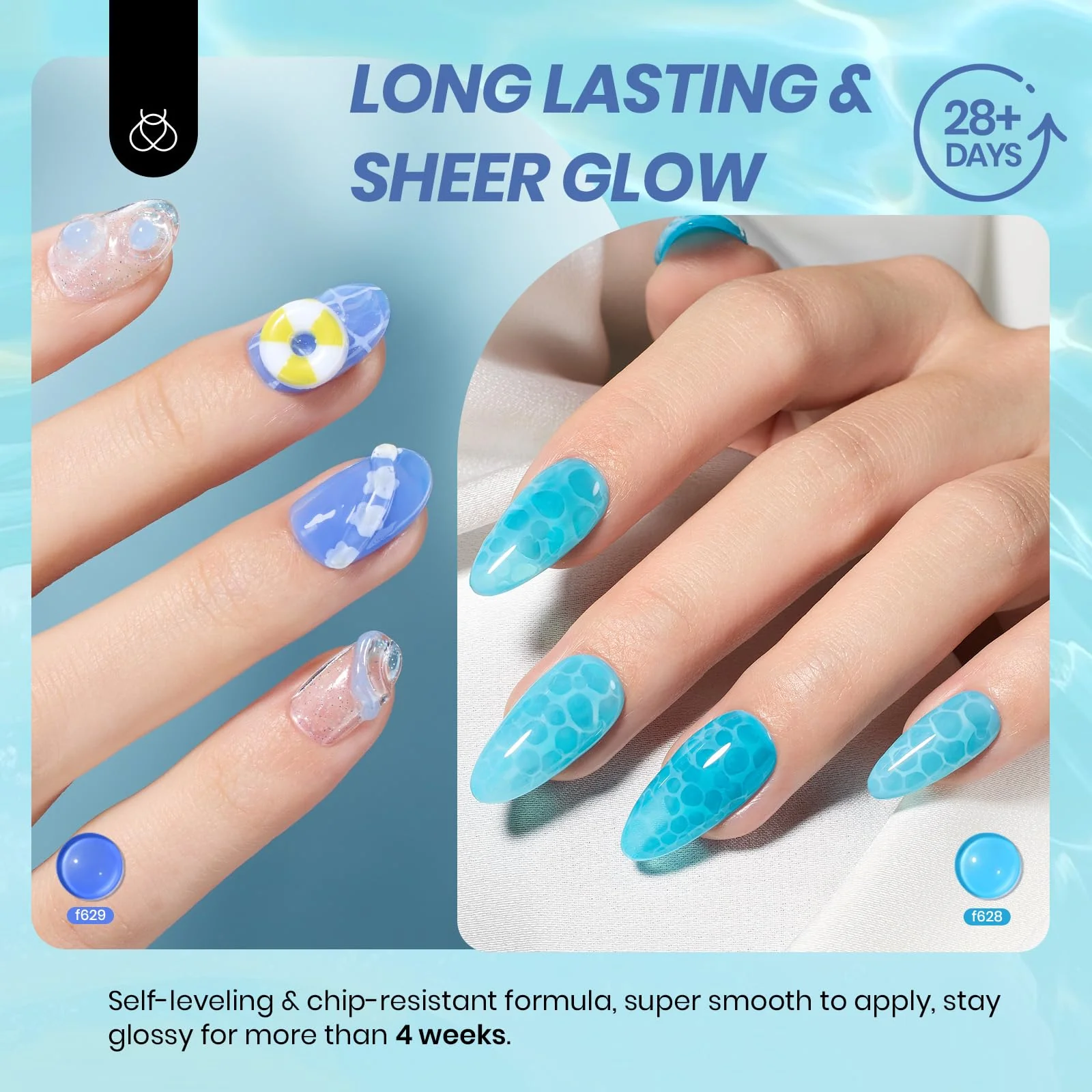 Bubble Splash - 6 ColorsSpring Nails Blue Jelly Gel Polish Set - Image 3