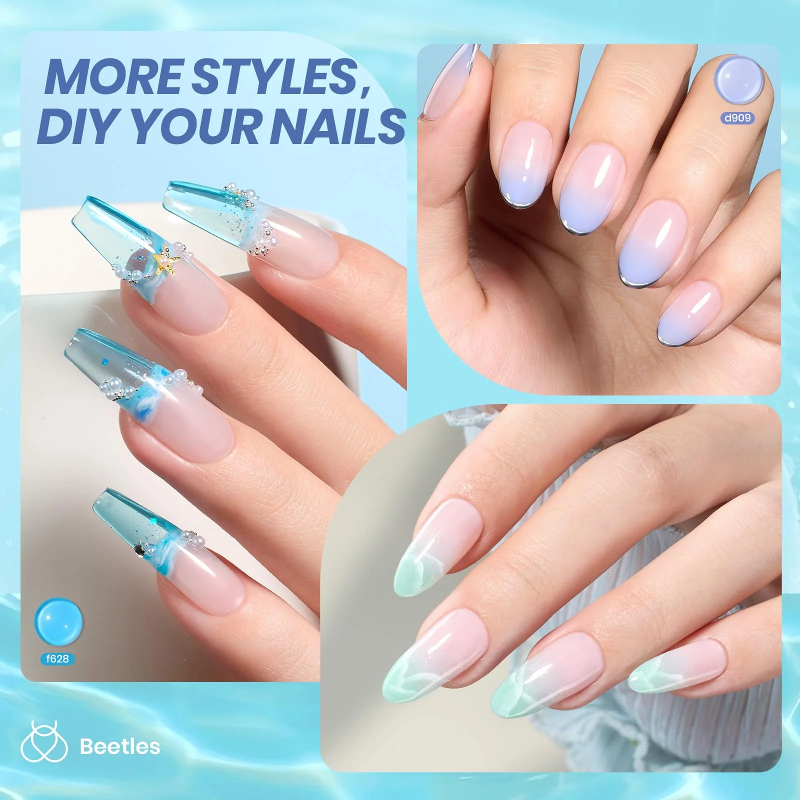 Bubble Splash - 6 ColorsSpring Nails Blue Jelly Gel Polish Set - Image 4