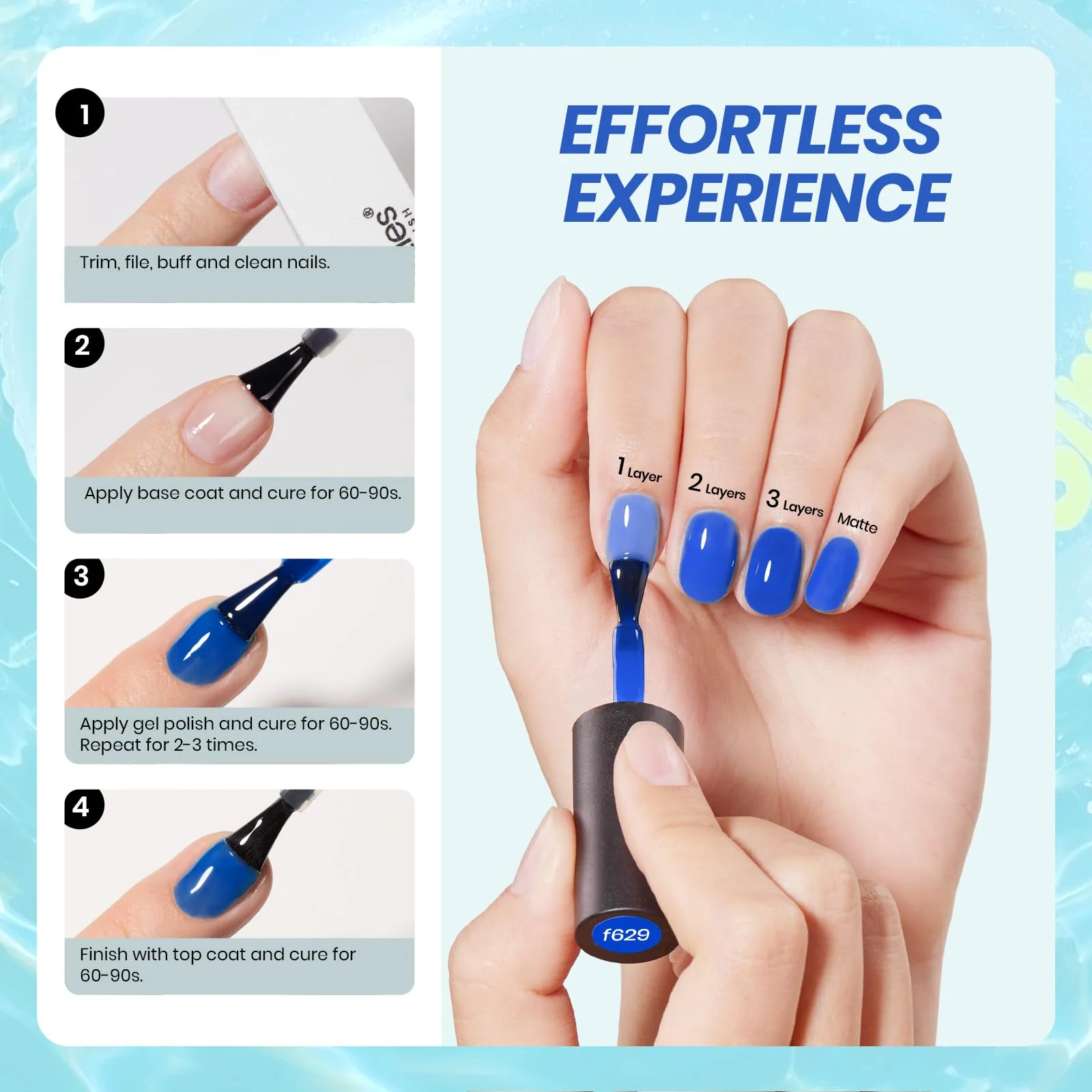Bubble Splash - 6 ColorsSpring Nails Blue Jelly Gel Polish Set - Image 5