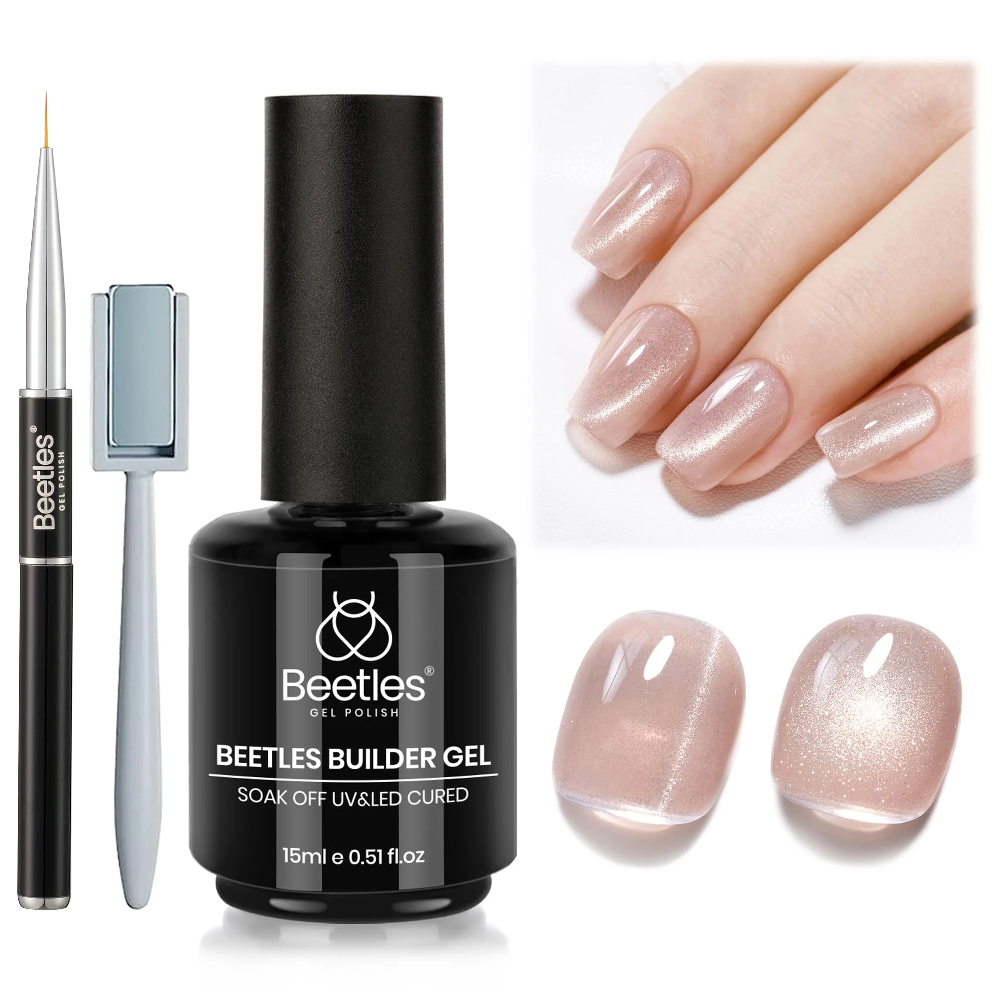 Builder Gel for Nails 7 in 1 Cat Eye Spring Nails Nude Nail Gel Set 15ml/each