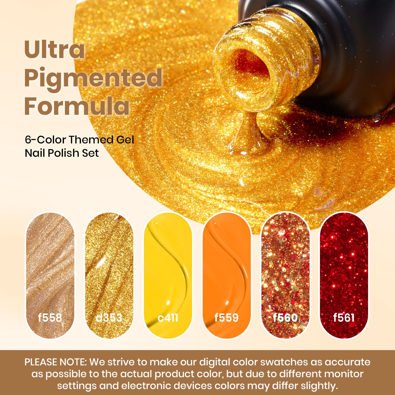 Daring Glow - 6 Colors Gold Cat Eye Fall Gel Polish Set - Image 2