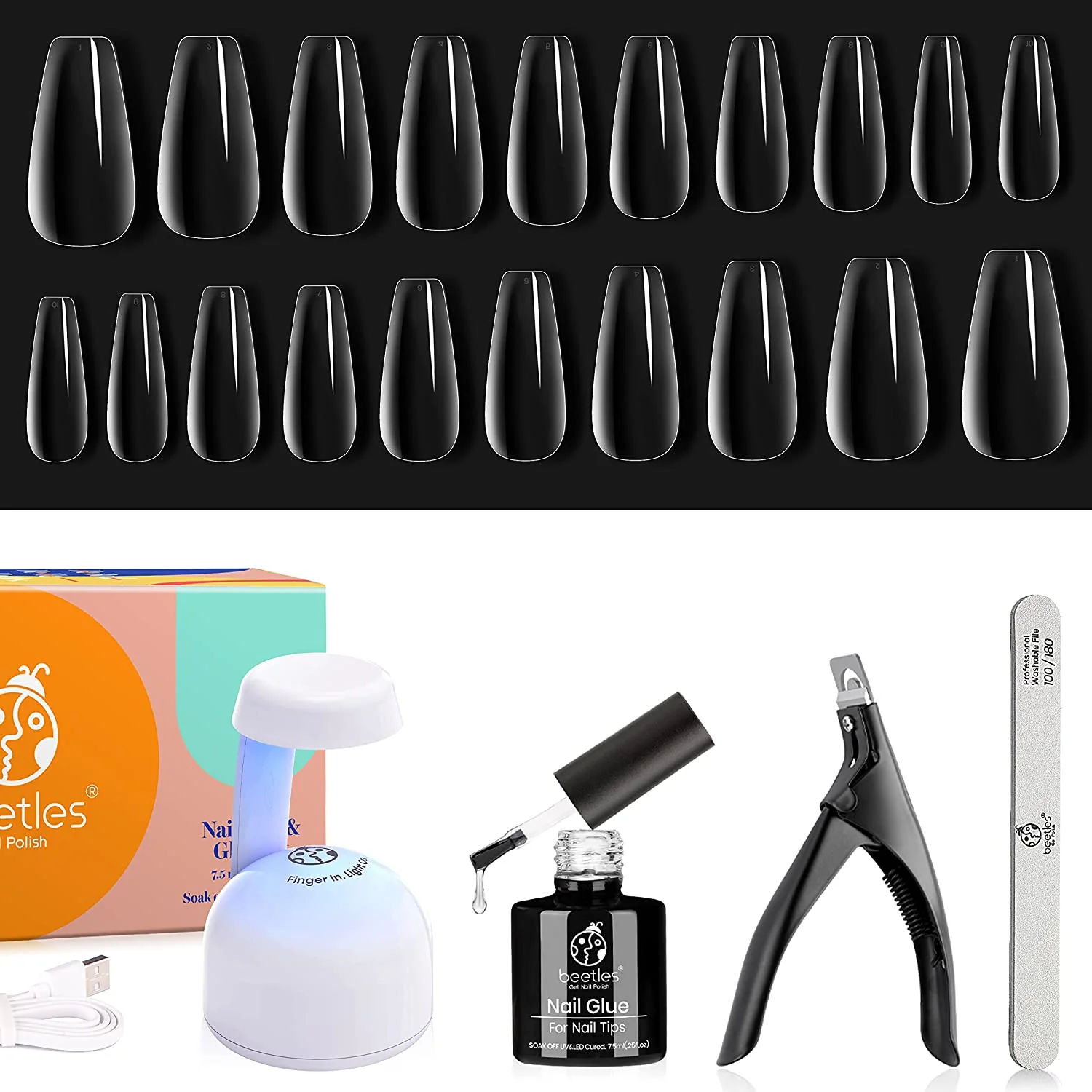 Medium Coffin Pre-shaped Tips Nail Extension Kit  #039