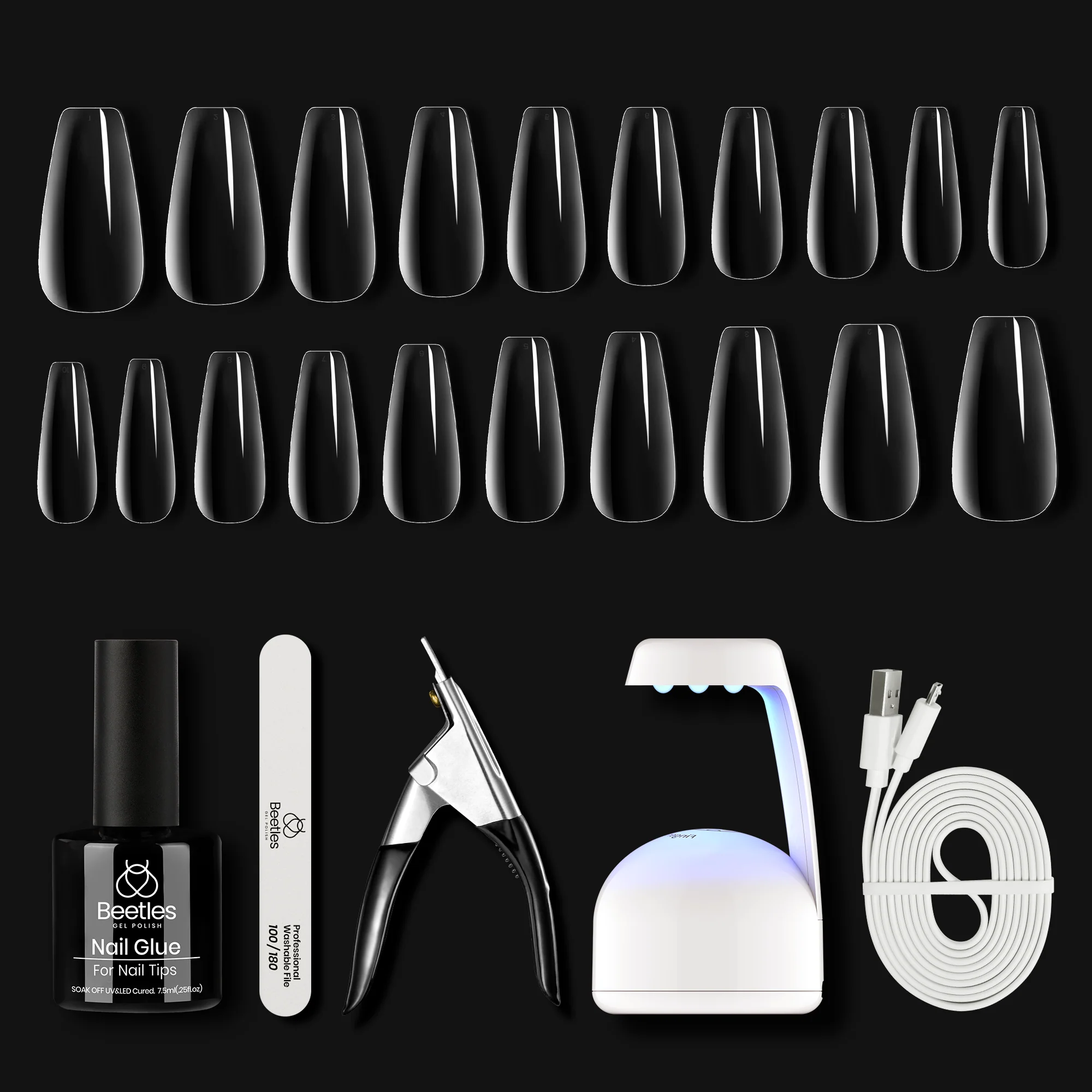 Medium Coffin Pre-shaped Tips Nail Extension Kit  #039 - Image 10