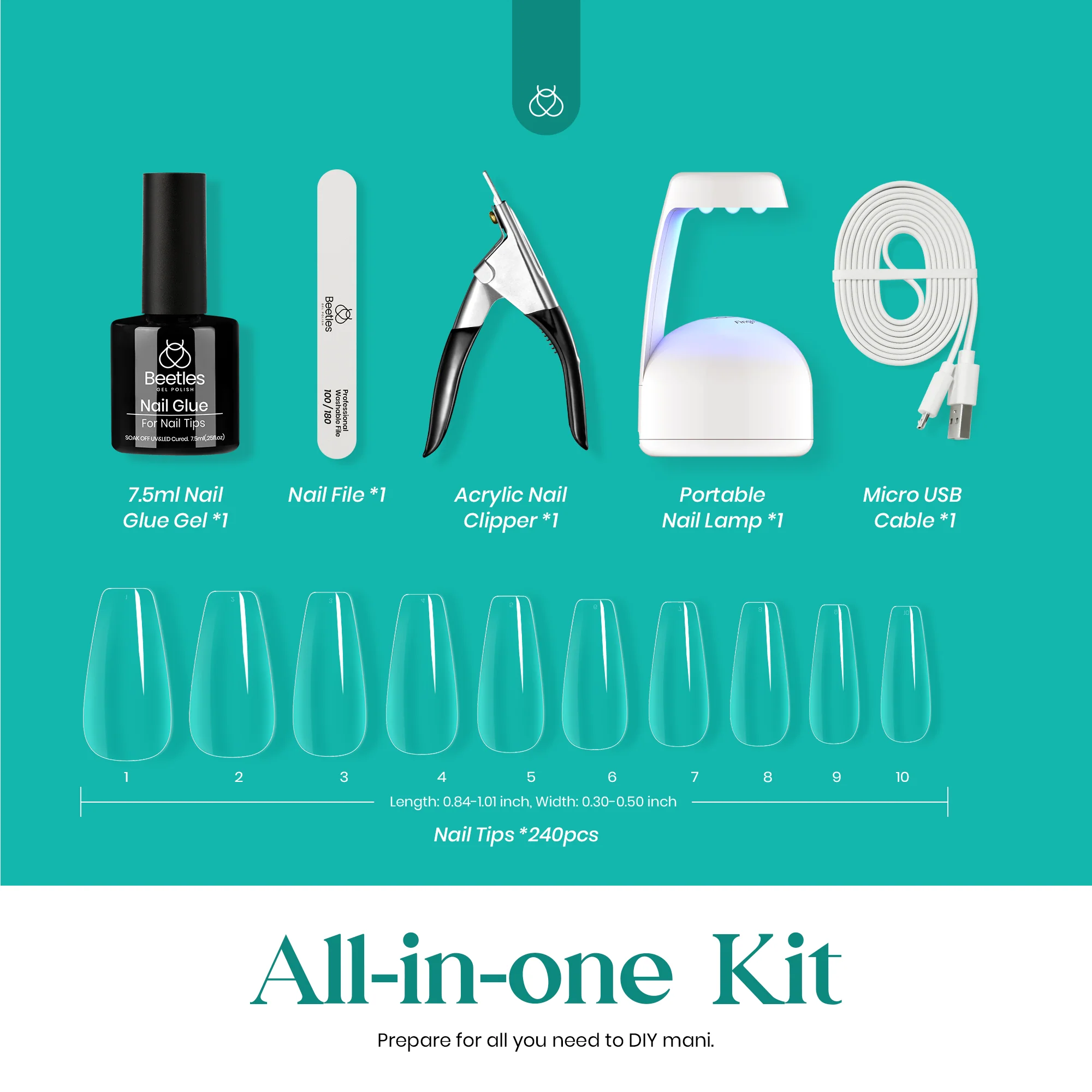 Medium Coffin Pre-shaped Tips Nail Extension Kit  #039 - Image 2
