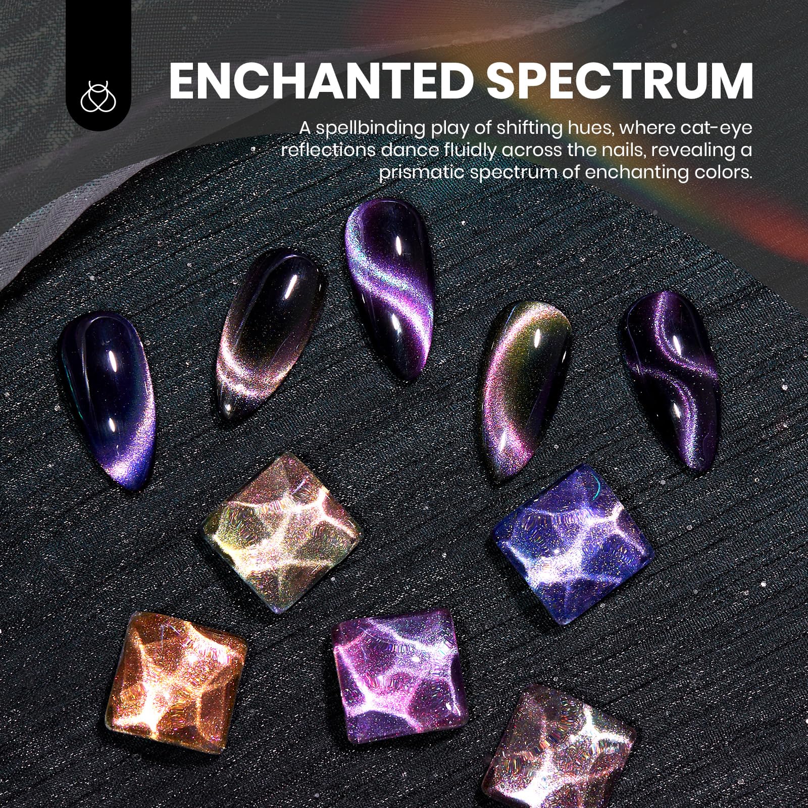Enchanted Spectrum Winter Nails - Chameleon Galaxy Cat Eyes 6 Colors Gel Polish Set - Image 2