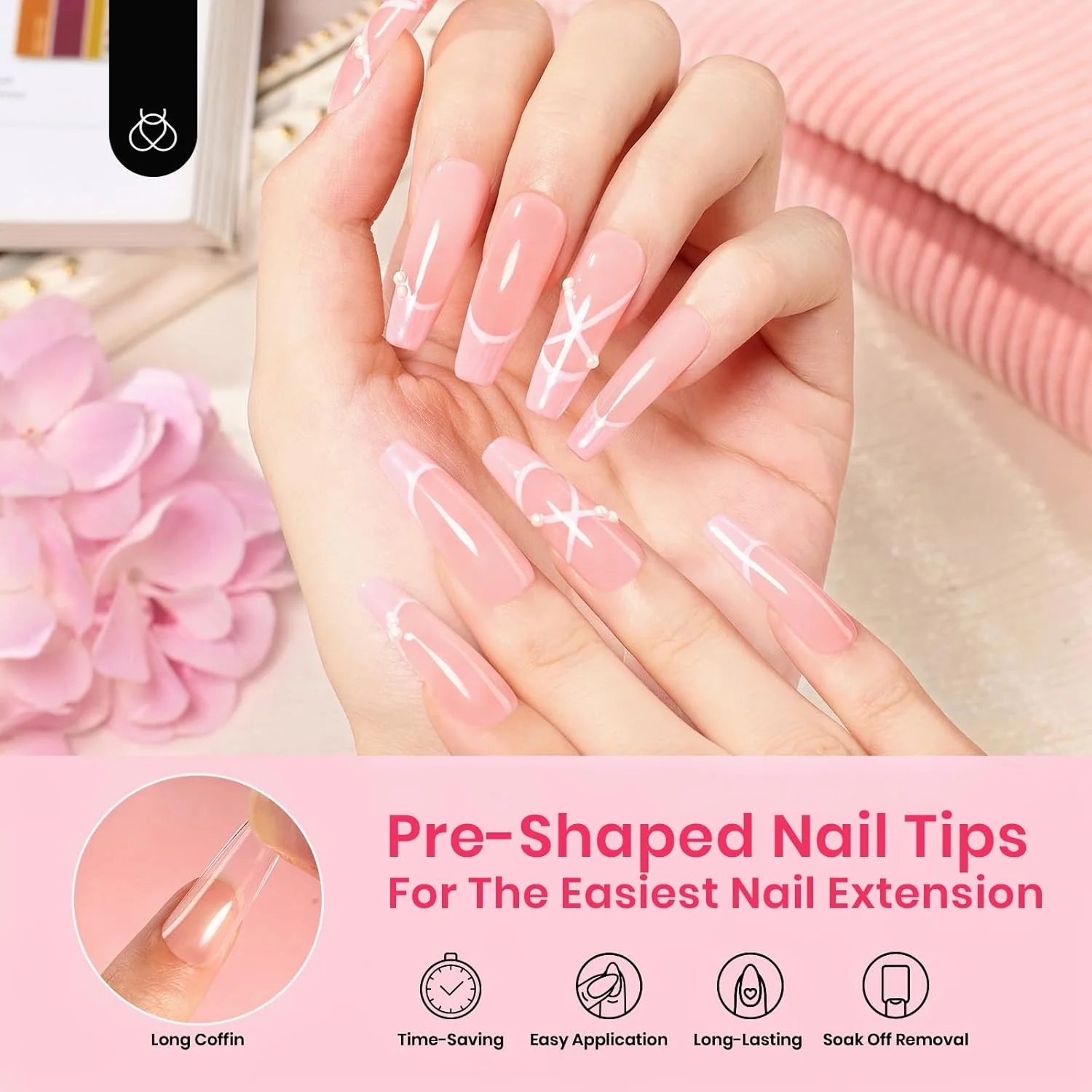 Etch-X Nail Tips Long Coffin Half Matte | 288Pcs - Image 3