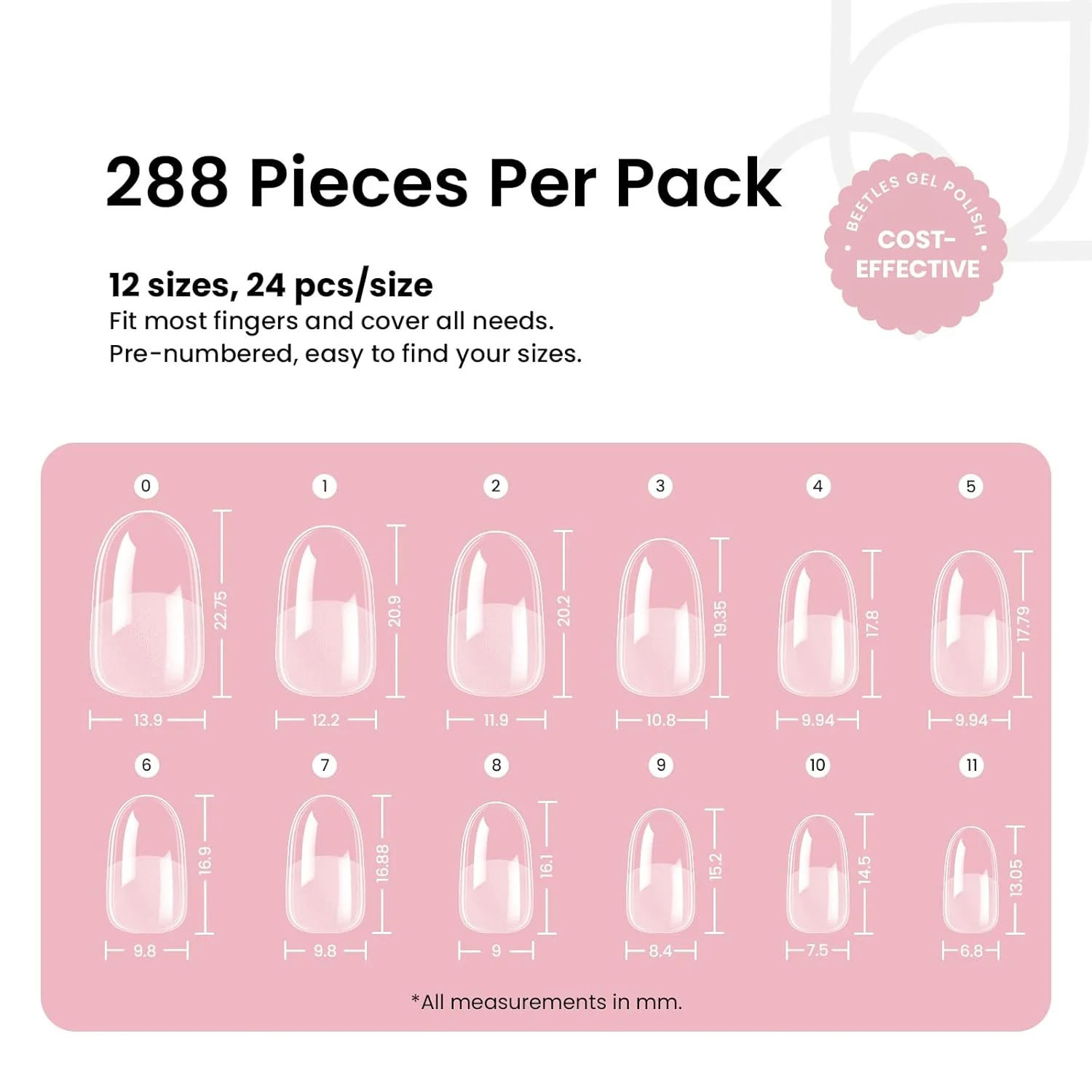 Etch-X Nail Tips Short Oval Half Matte | 288Pcs - Image 6