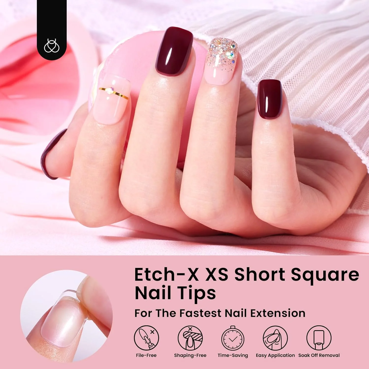 Beetles Etch-X Short Square Half Matte Nail Tips - 288 Pcs - Image 3