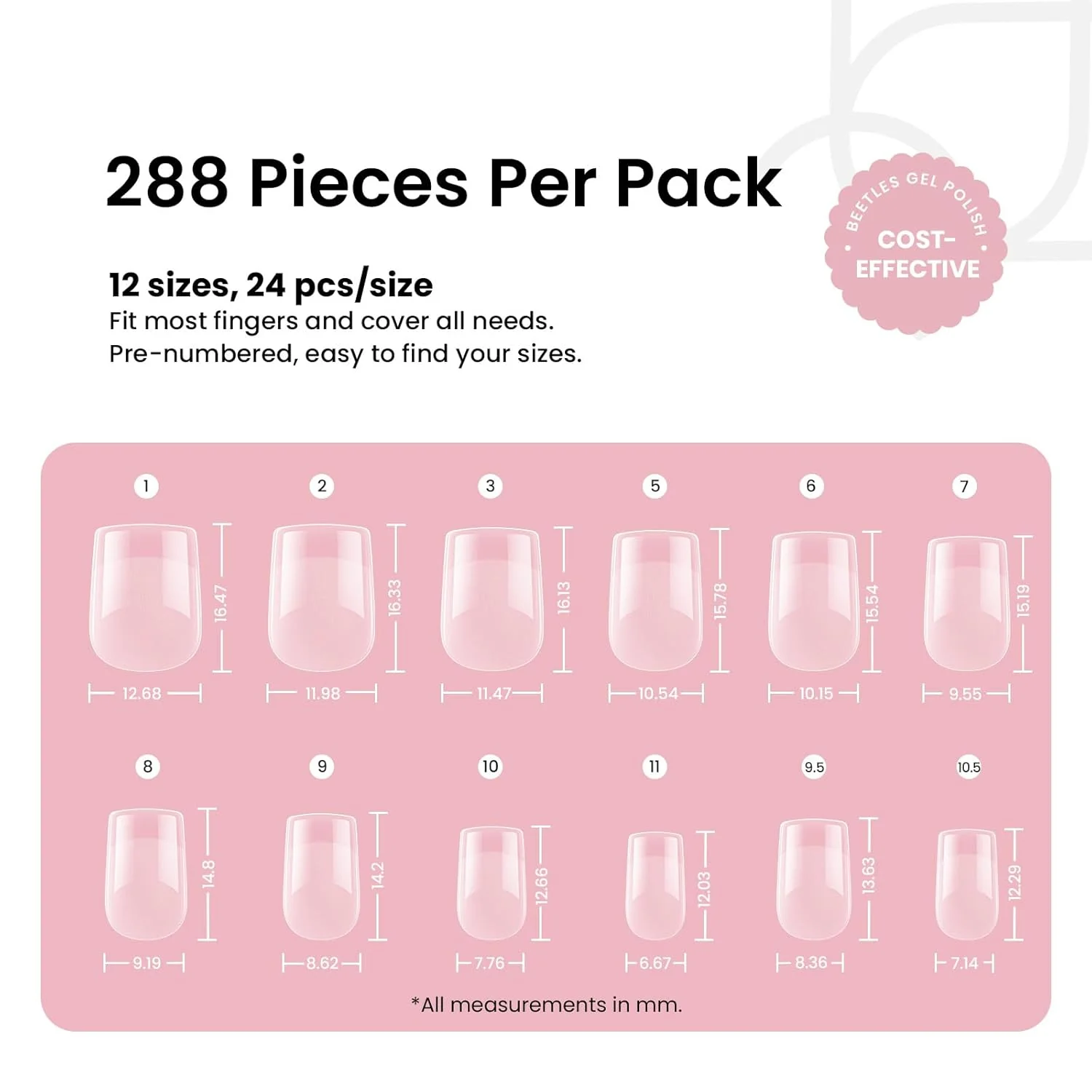 Beetles Etch-X Short Square Half Matte Nail Tips - 288 Pcs - Image 4