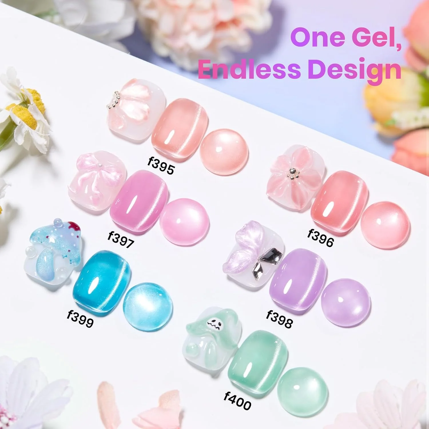 Fairy Garden- Spring Nails 6 Colors Cat Eye Gel Nail Polish Set - Image 3