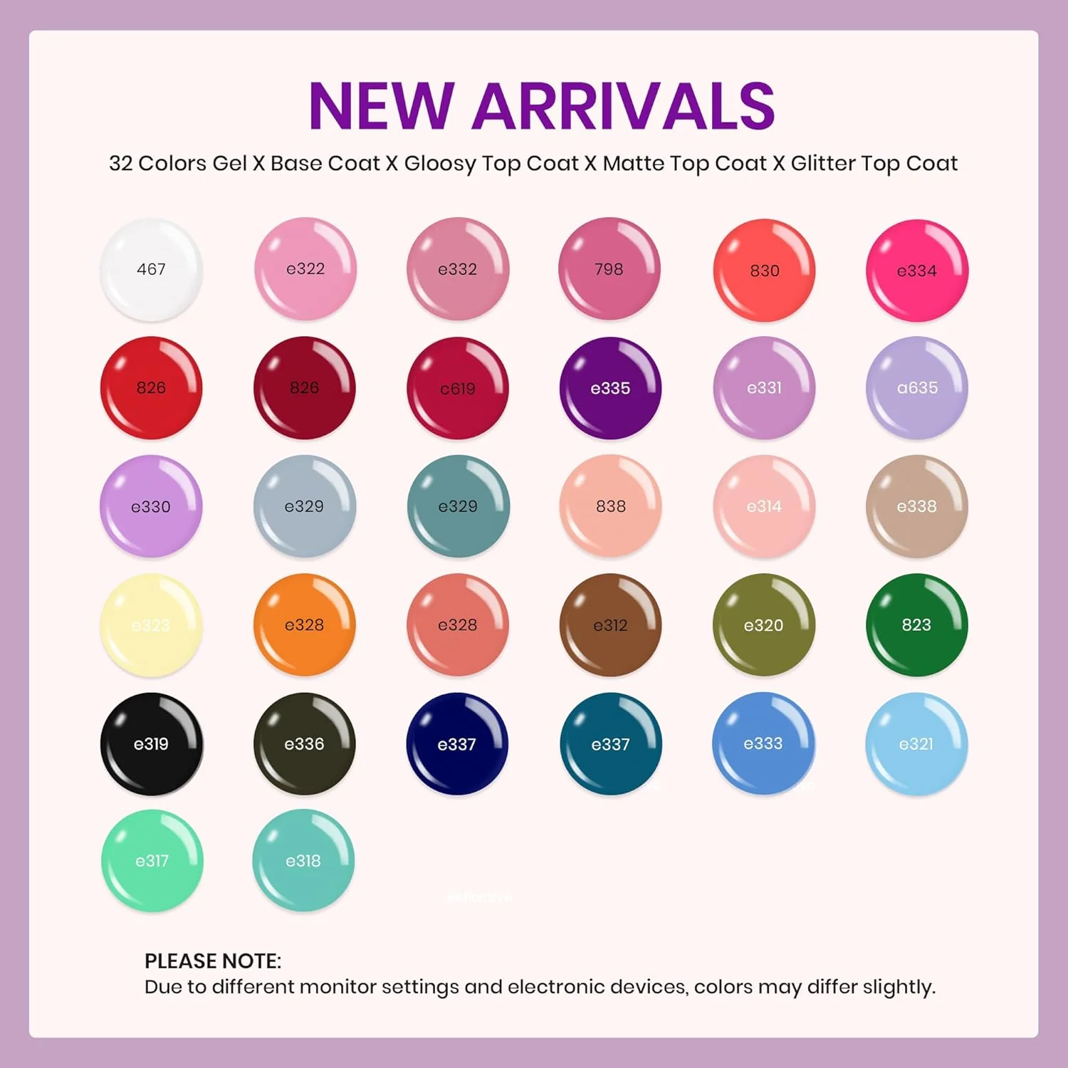 Fingertip Palette - Spring Nails Prime 32 Gel Colors Set with Top and Base Coat (5ml/Each) - Image 2