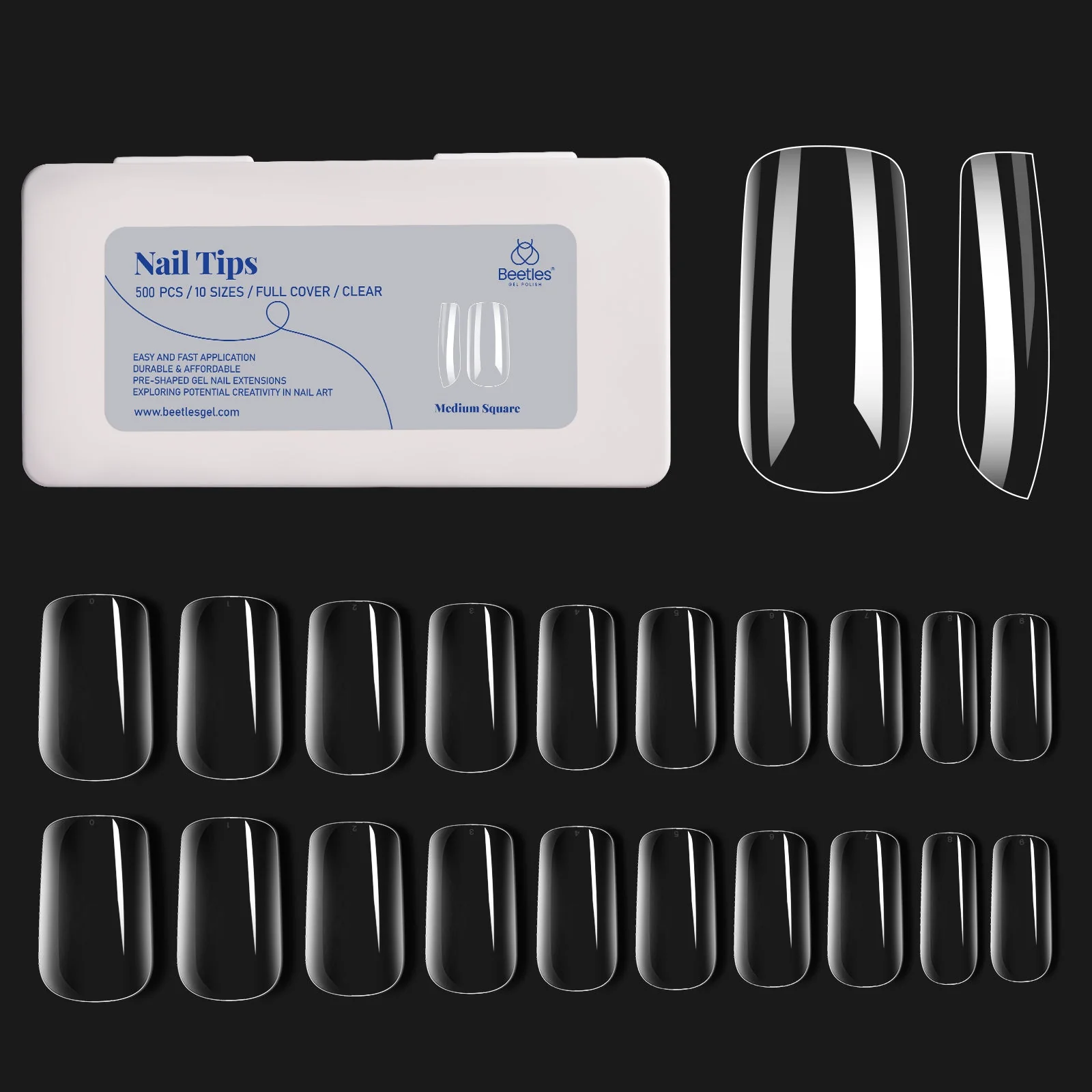 Medium Square Pre-shaped Nail Gelly Tips-500pcs #060