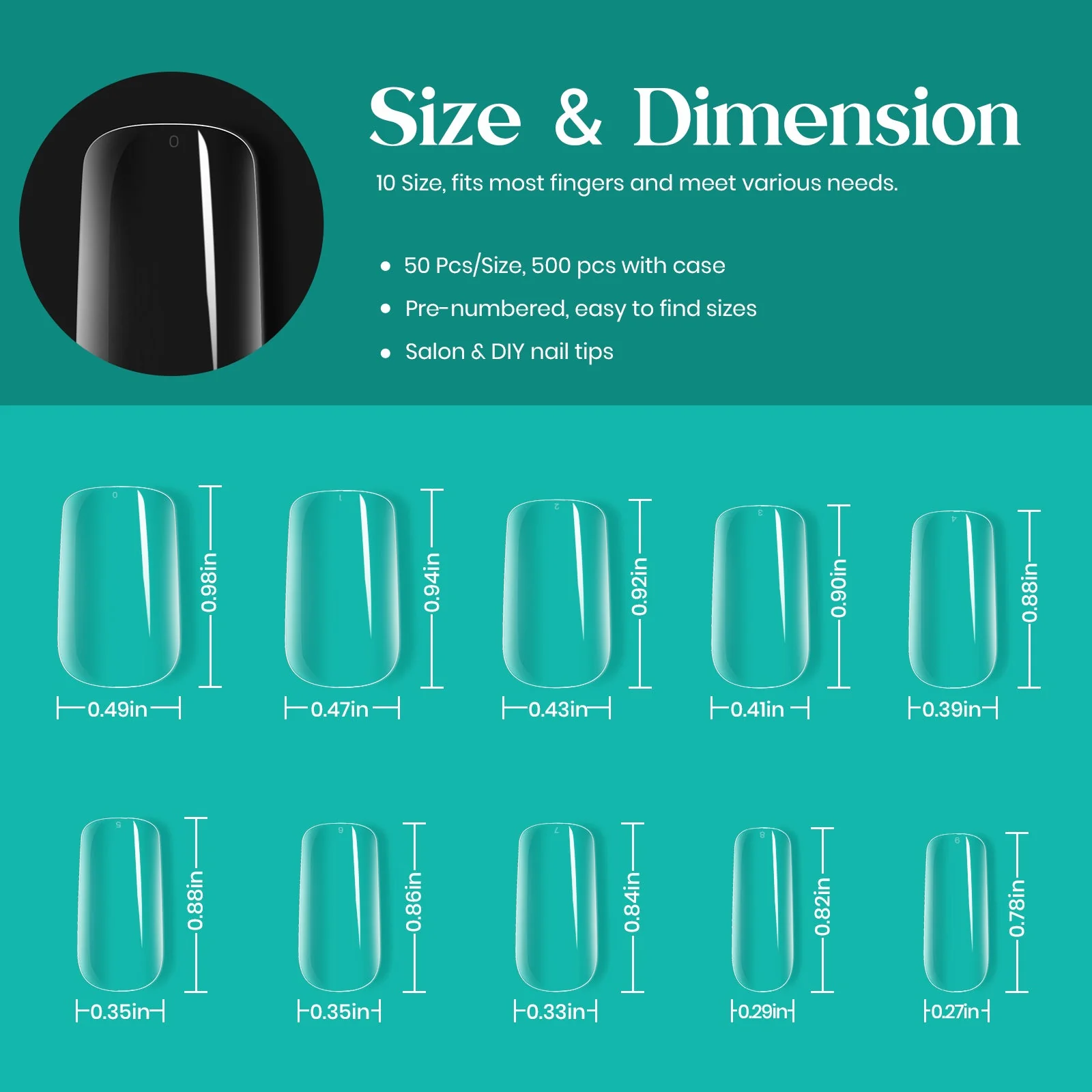 Medium Square Pre-shaped Nail Gelly Tips-500pcs #060 - Image 6