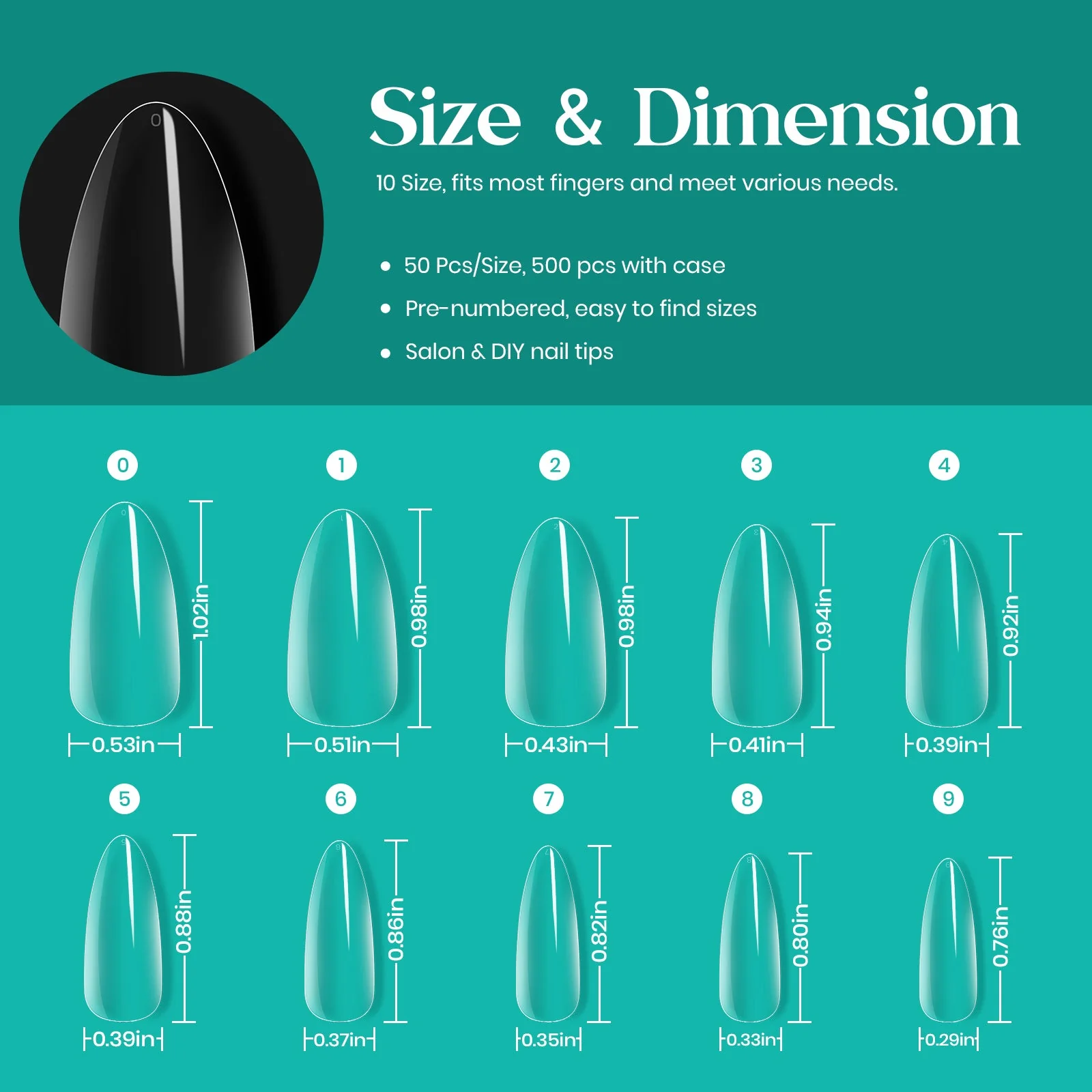 Medium Almond Pre-shaped Nail Gelly Tips-500pcs#061 - Image 6