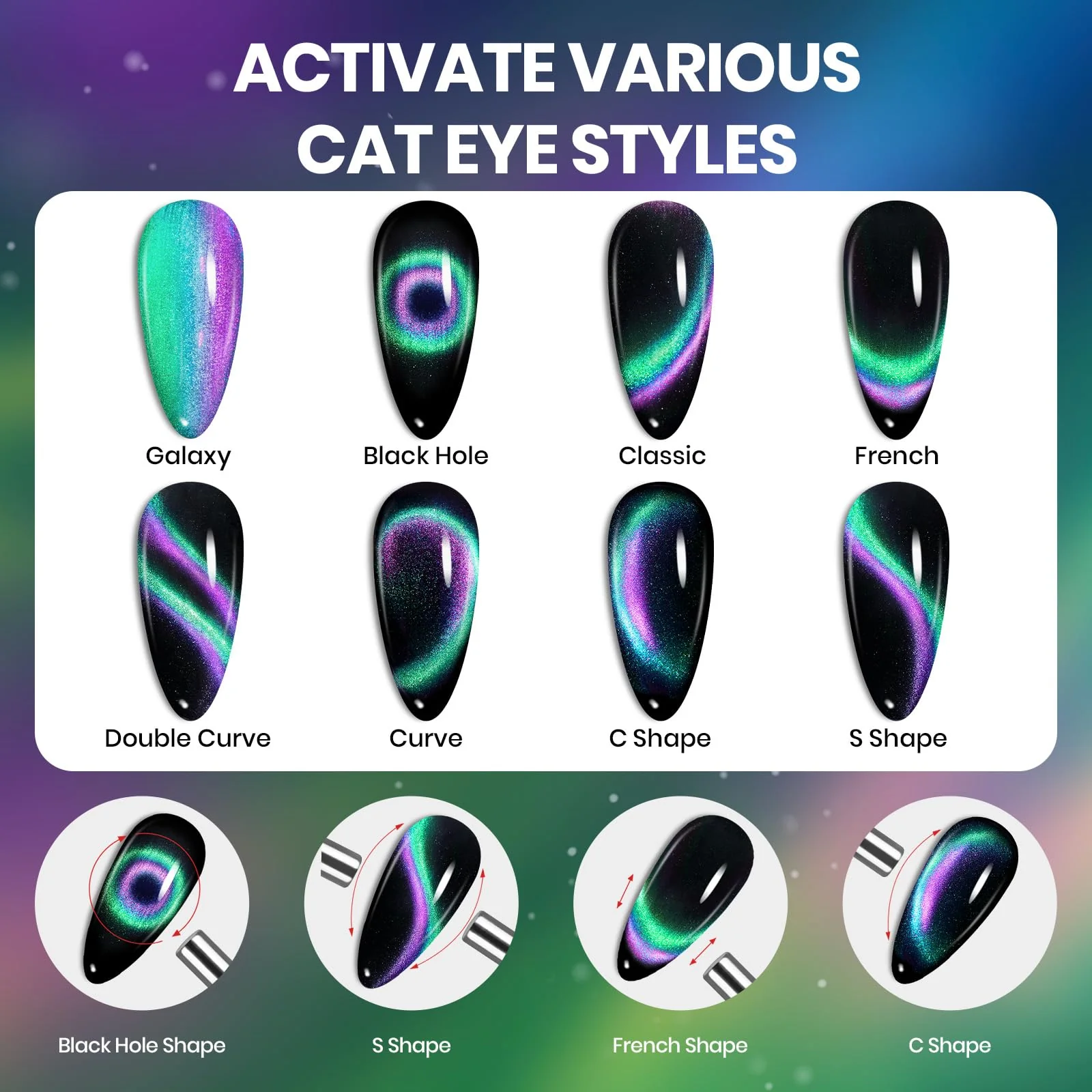 Double Magic 9D Galaxy Drift Cat Eye Winter Nails - 15ml Gel Polish Silver Nail Colors - Image 7