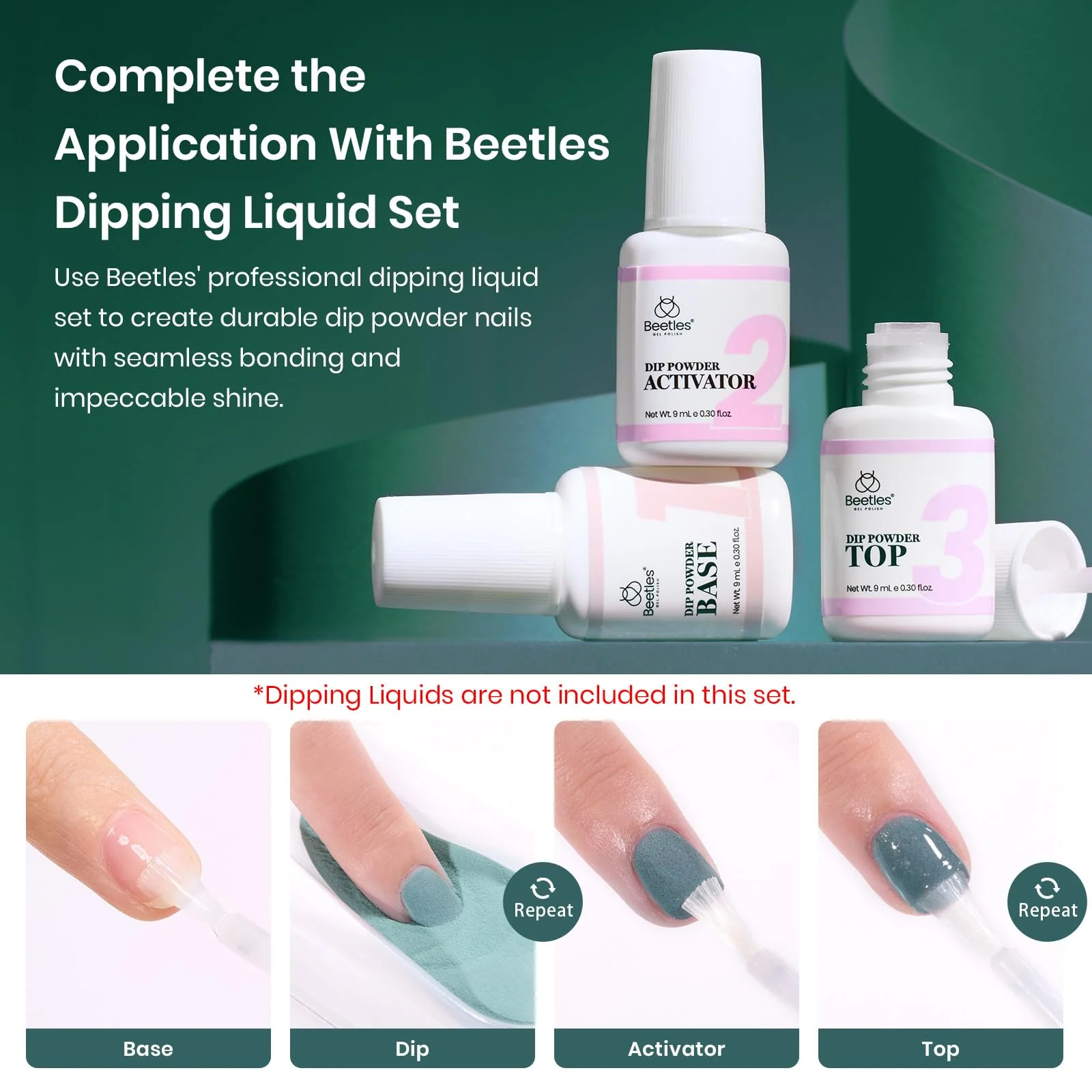 Glossy Lake |  6 Color Powder Dip Starter White Bule Salon Green Nail Kit set - Image 3