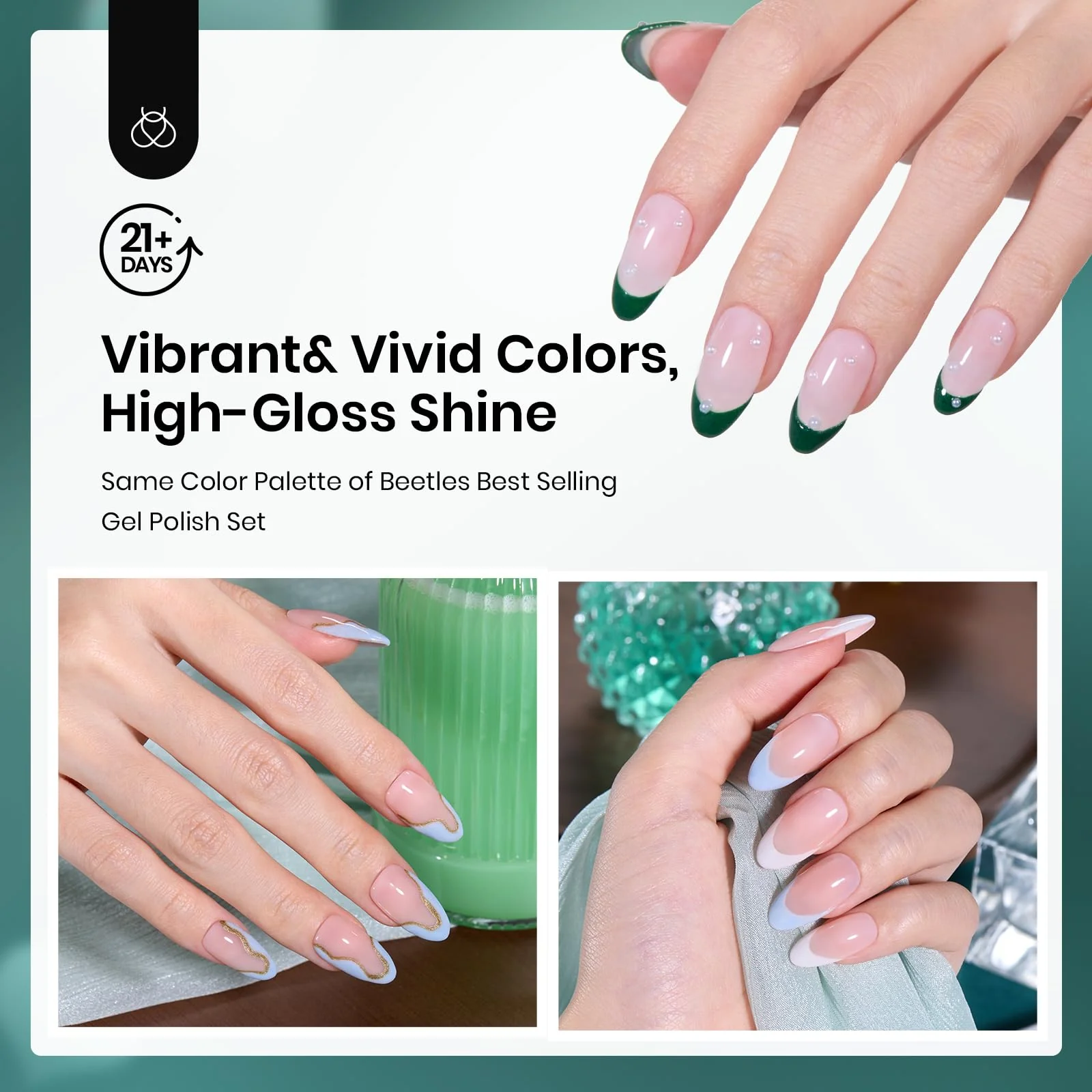 Glossy Lake |  6 Color Powder Dip Starter White Bule Salon Green Nail Kit set - Image 4