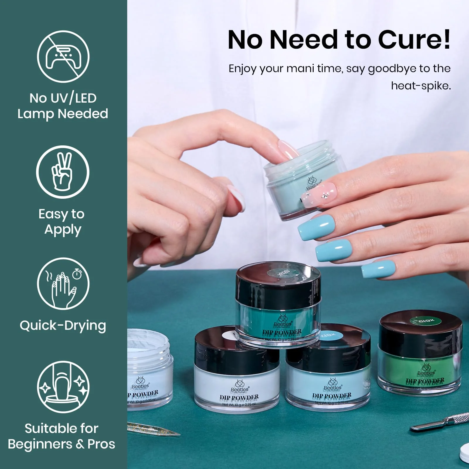 Glossy Lake |  6 Color Powder Dip Starter White Bule Salon Green Nail Kit set - Image 6