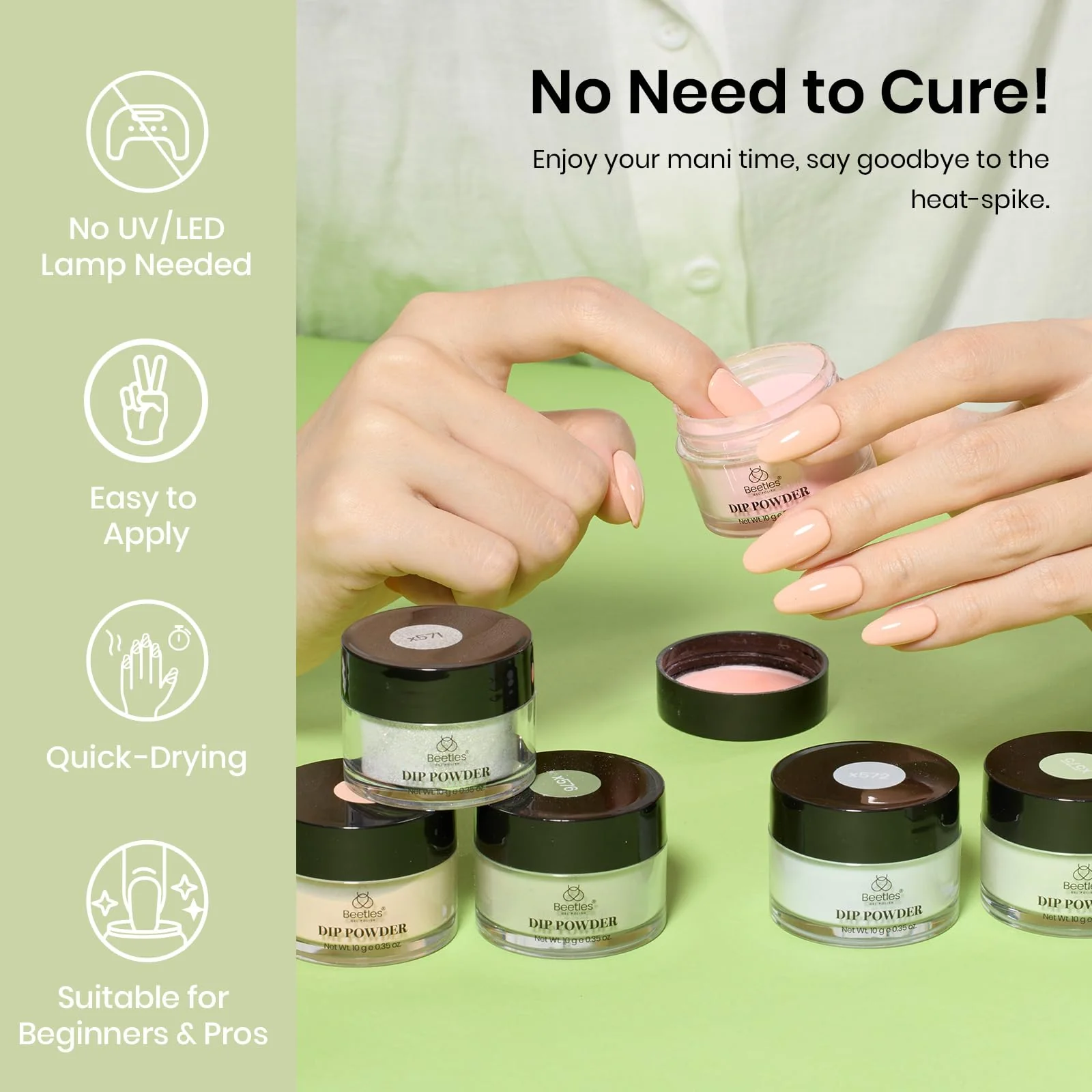 Green Glitter | 6 color D powder Dip Nail Kit set - Image 6