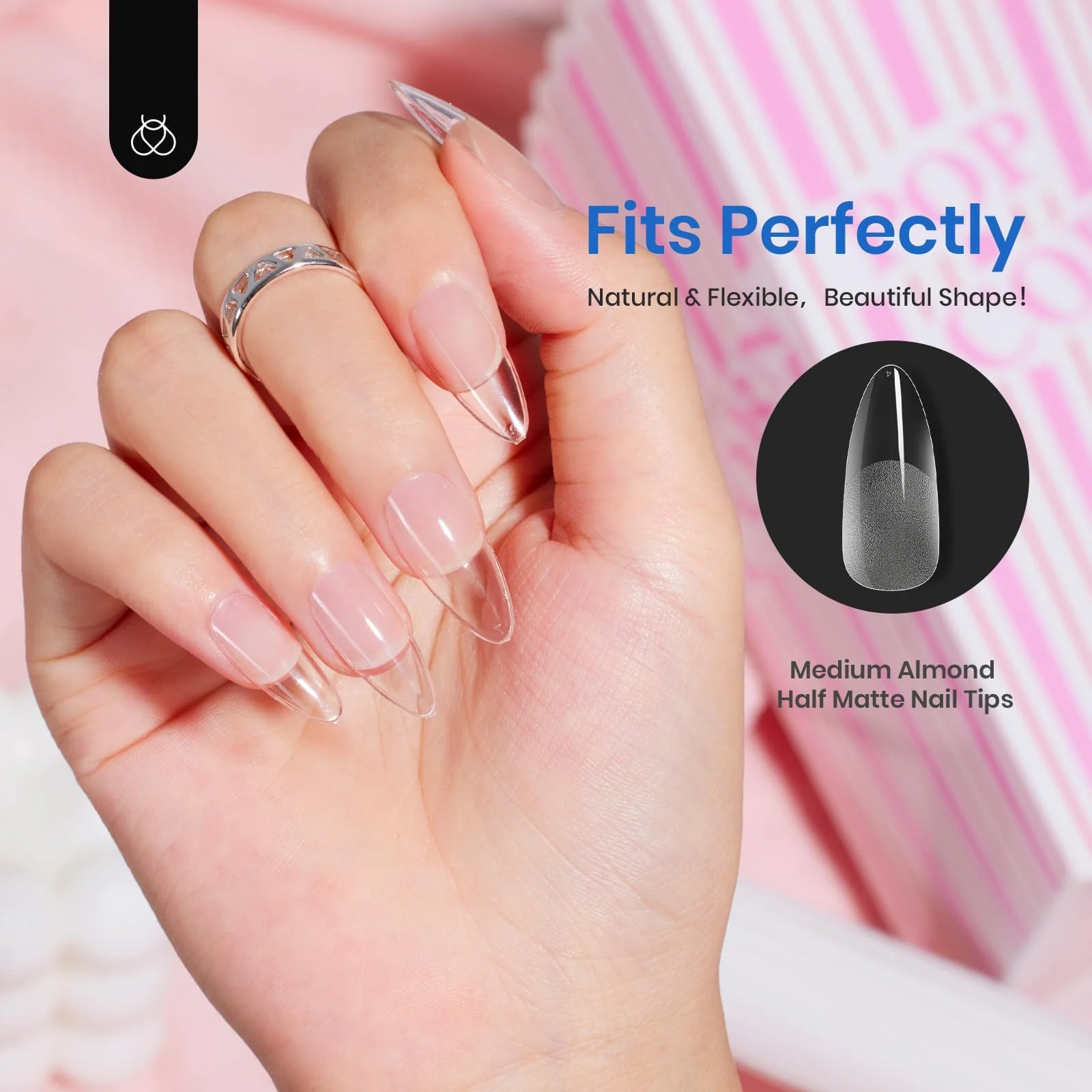 Half Matte Medium Almond Nail Gelly Tips-500pcs#050 - Image 2