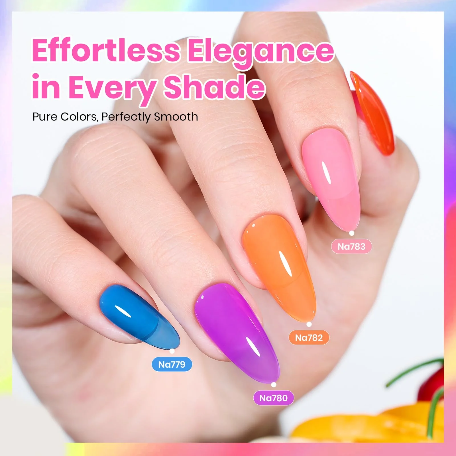 Hema-free Neon Jelly | Colorful Bottle Spring Nails 6 Color Each 15ml Gel Polish - Image 5