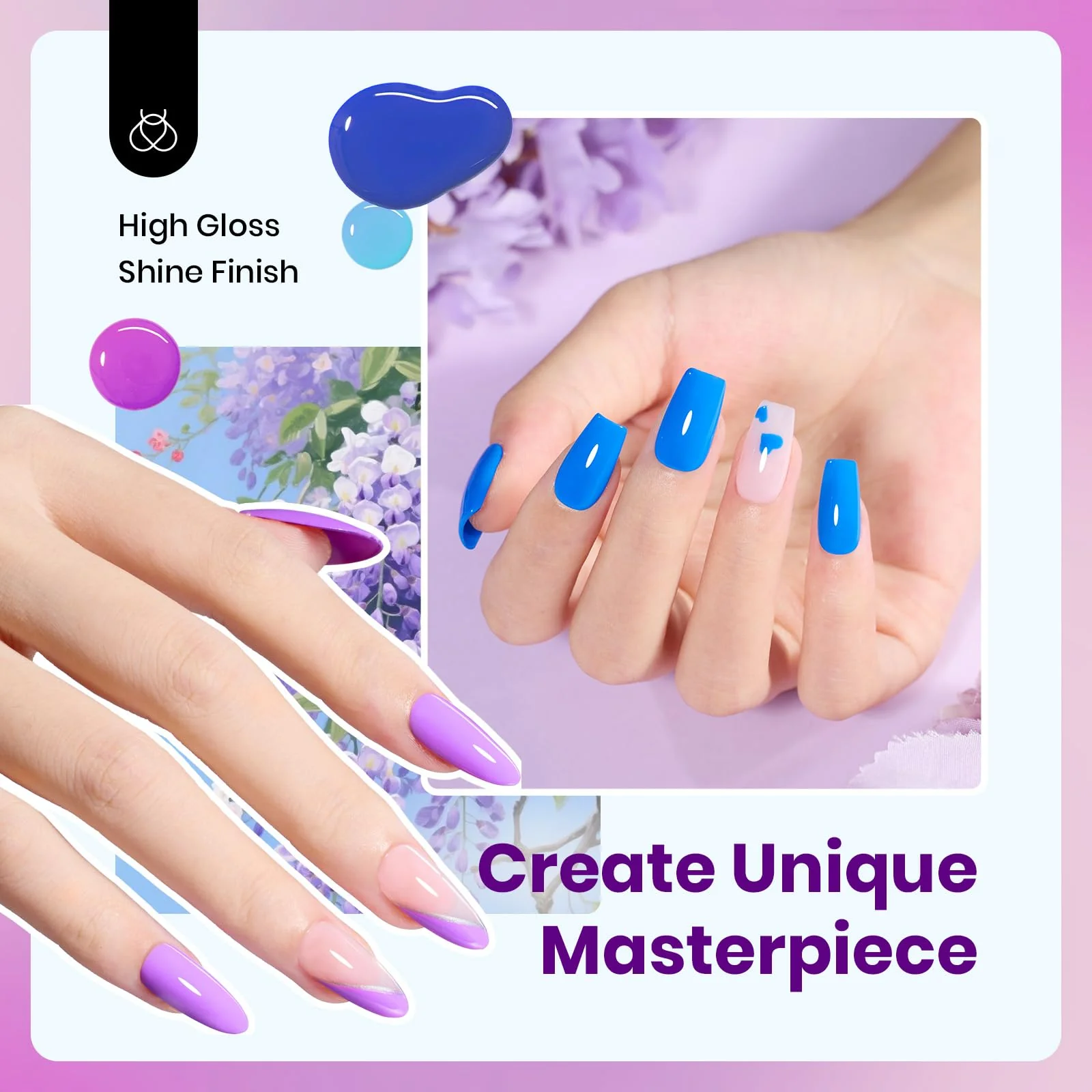 Hema Free Wisteria Whisper Winter Nails - Spring Nails Colorful Bottle 6 Color Each 15ml Gel Polish - Image 4