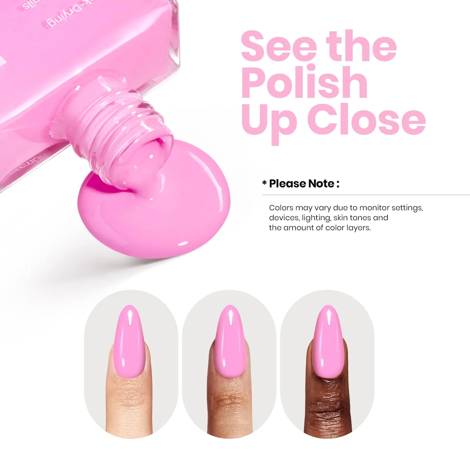 Hot Pink |15ml Air Dry Nail Polish Spring Nails - Image 4