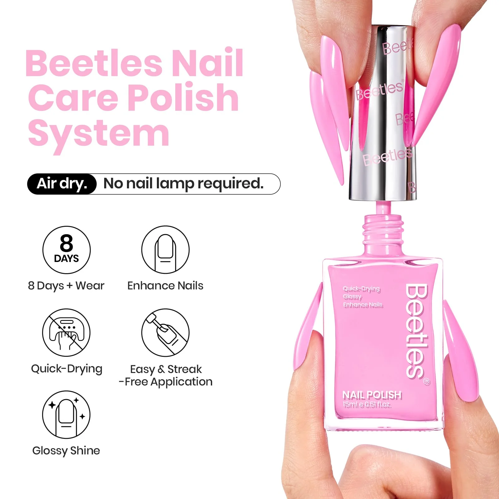 Hot Pink |15ml Air Dry Nail Polish Spring Nails - Image 6