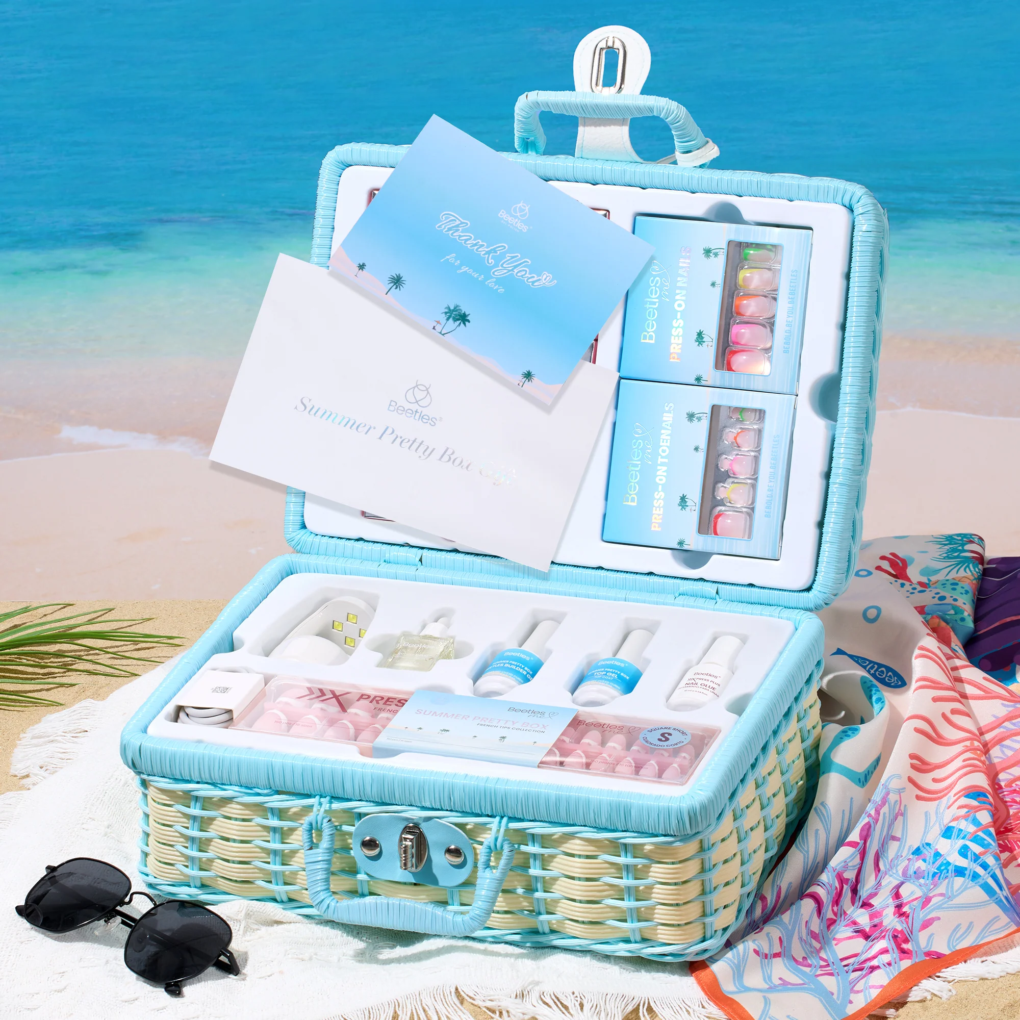 (Mother’s Day Ideal Gift) Beetles Spring Pretty Box - Press On Nails with 26 Pcs Perfect Gift Spring Nails