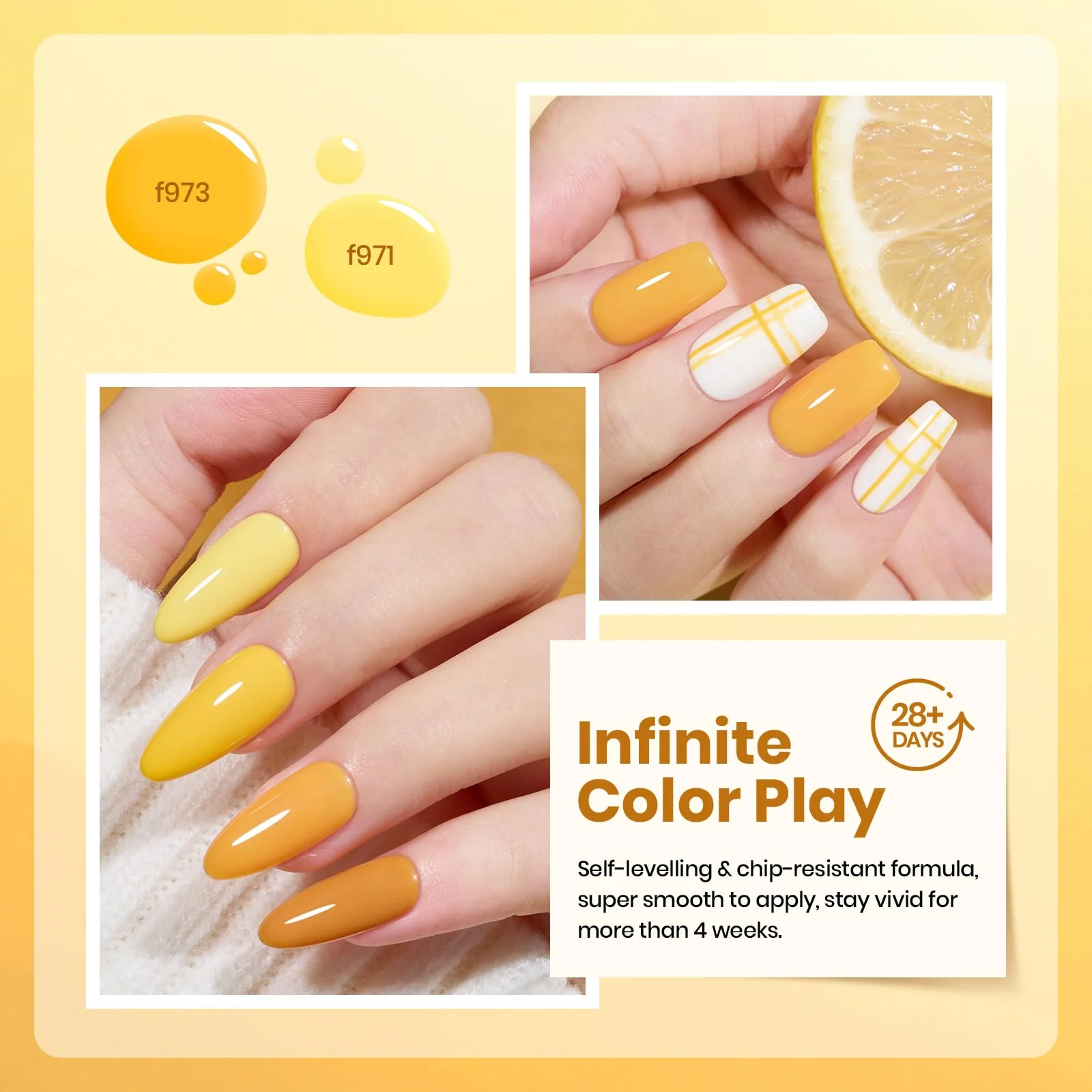 Lemon Whispers - 6 Colors Fall Gel Nail Polish Set Kit - Image 4