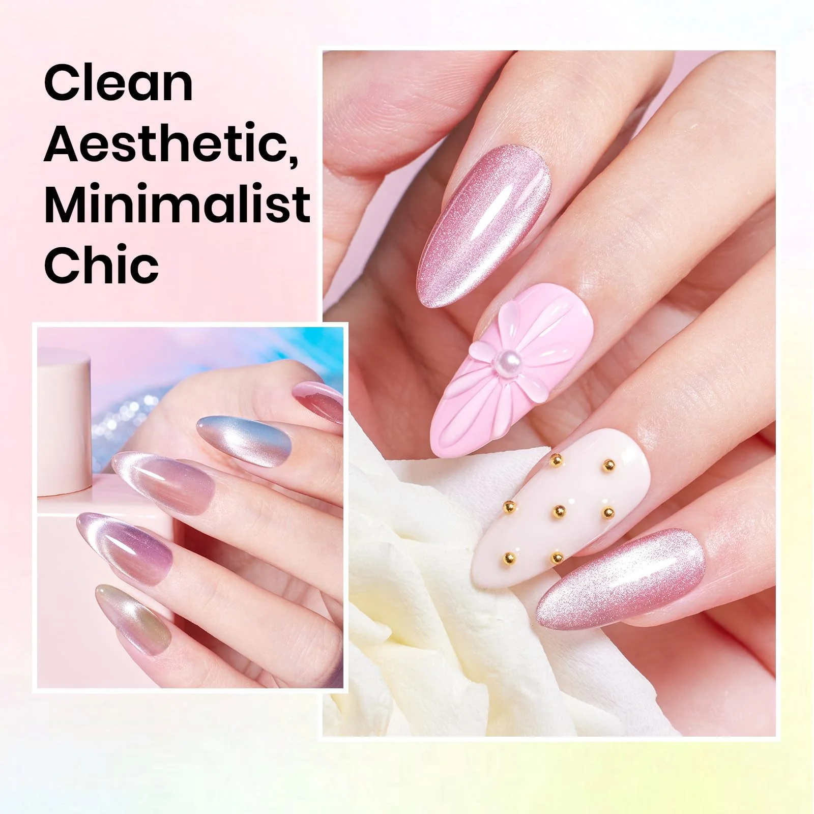 Light Lucite Cat Eye 6 Spring Nails  Colors Gel Polish Set - Image 6