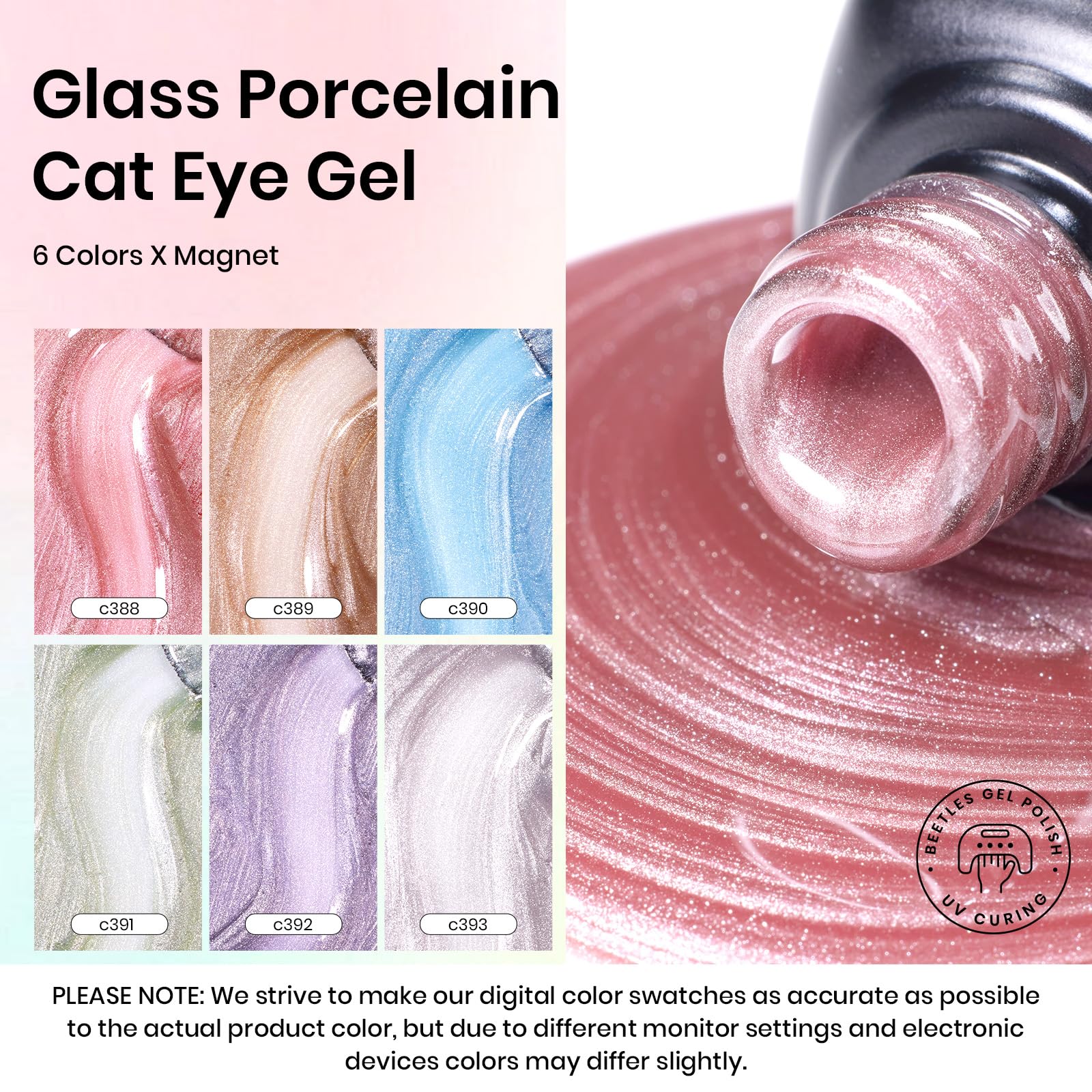 Light Lucite Cat Eye 6 Spring Nails  Colors Gel Polish Set - Image 8