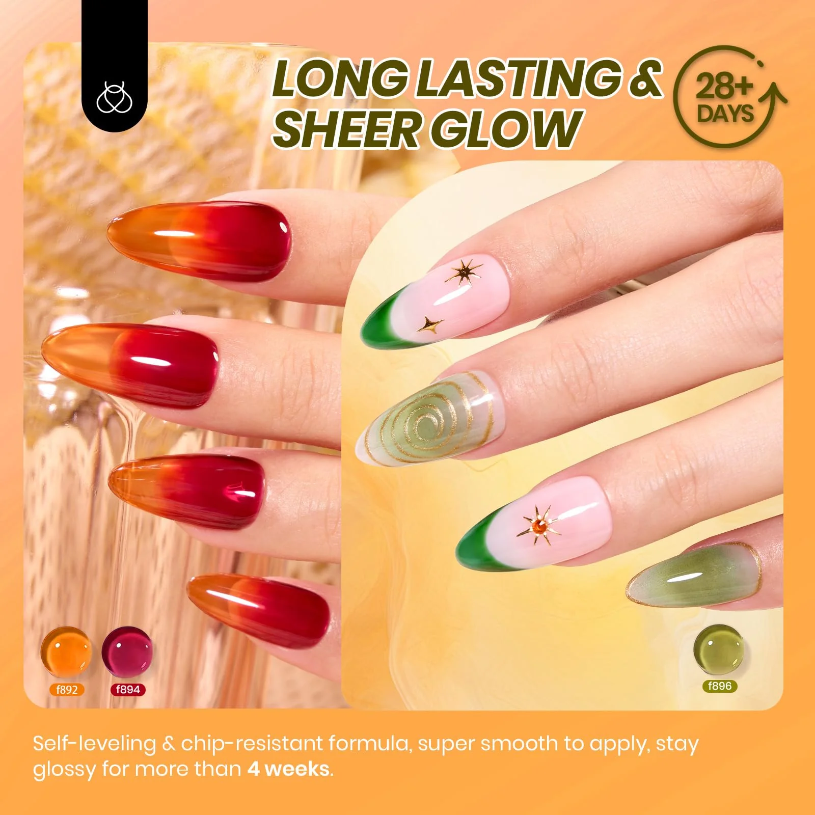 Long Lasting Sheer Glow - 6 Colors Gel Nail Polish Set - Image 4