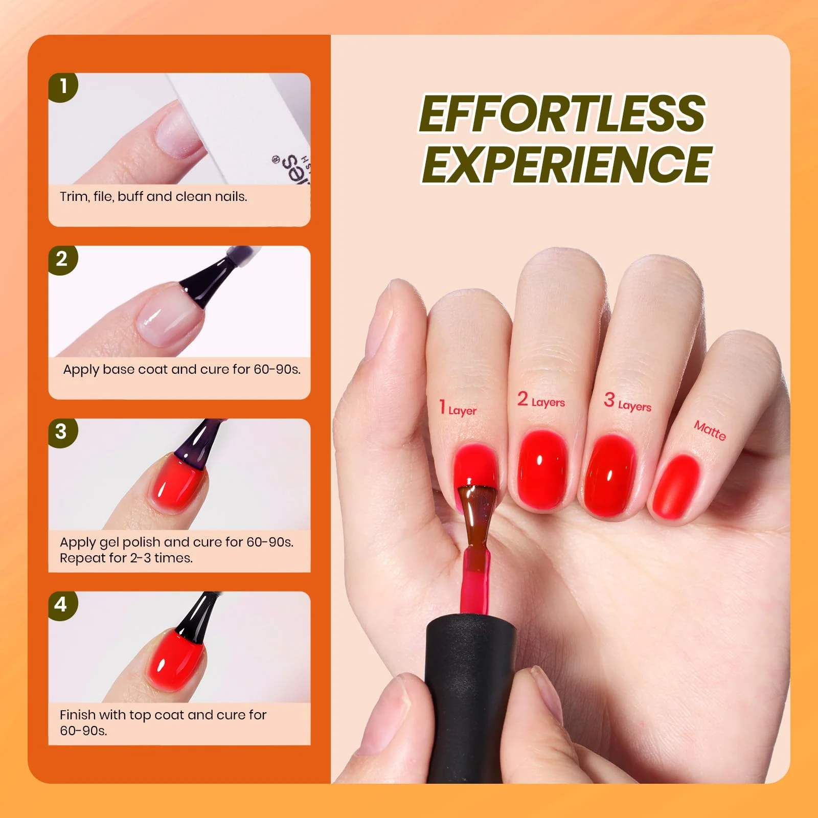 Long Lasting Sheer Glow - 6 Colors Gel Nail Polish Set - Image 8