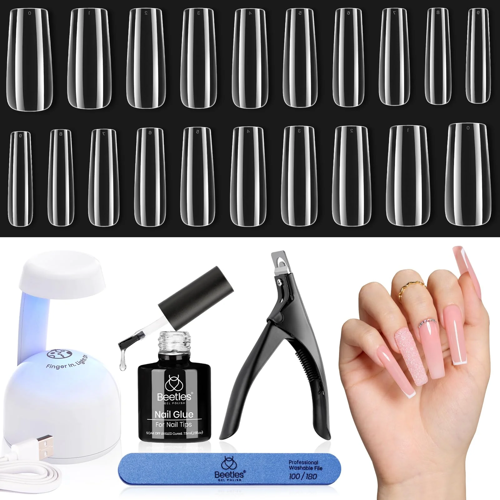 Long Square 210pcs Nail Extension Kit #086