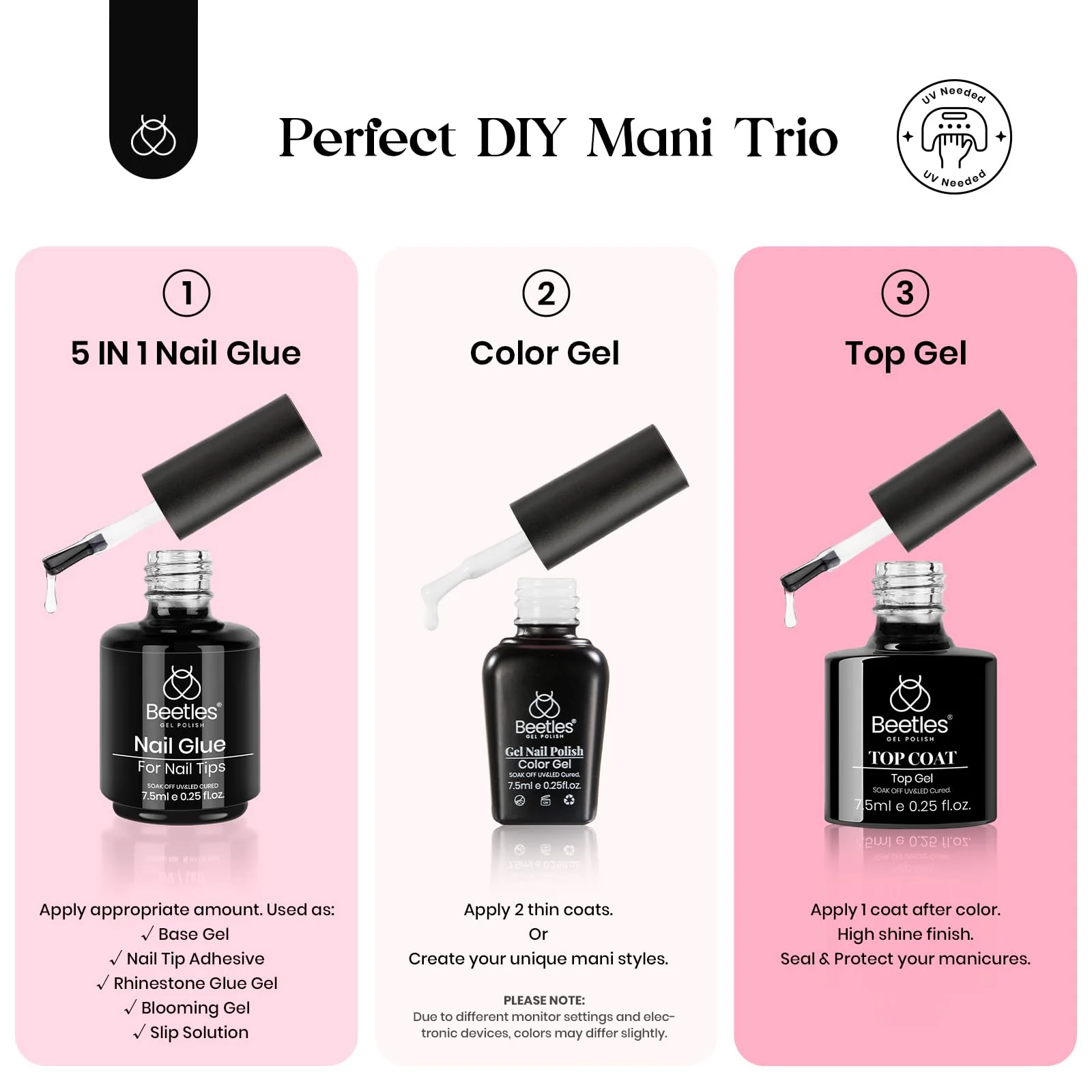 Beetles Gel Nail Kit Medium Almond Nail Extension Kit 600Pc - Image 3