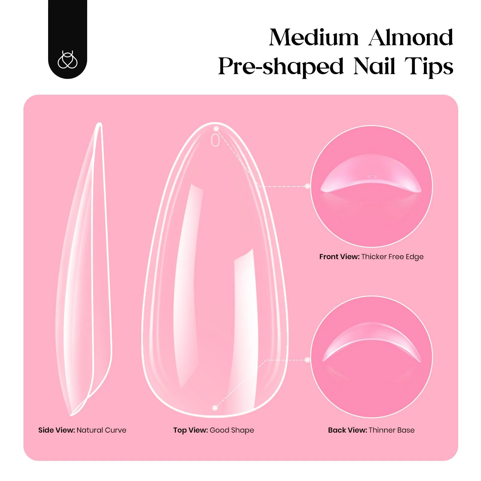 Beetles Gel Nail Kit Medium Almond Nail Extension Kit 600Pc - Image 4