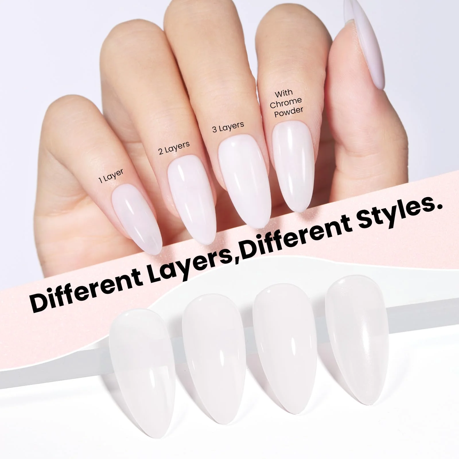 Milky White Gel Polish|7.5ml Beetles White Chrome Nail Powder Gel Polish Glitter - Image 5