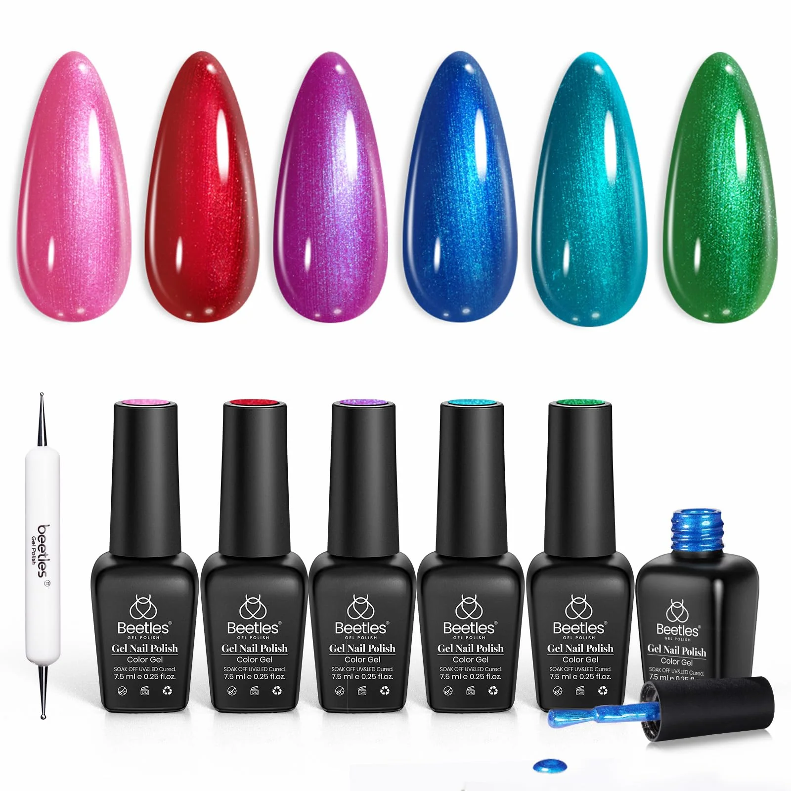 Mystic Flow - 6 Colors Pearlescent Shell Thread Gel Polish Set