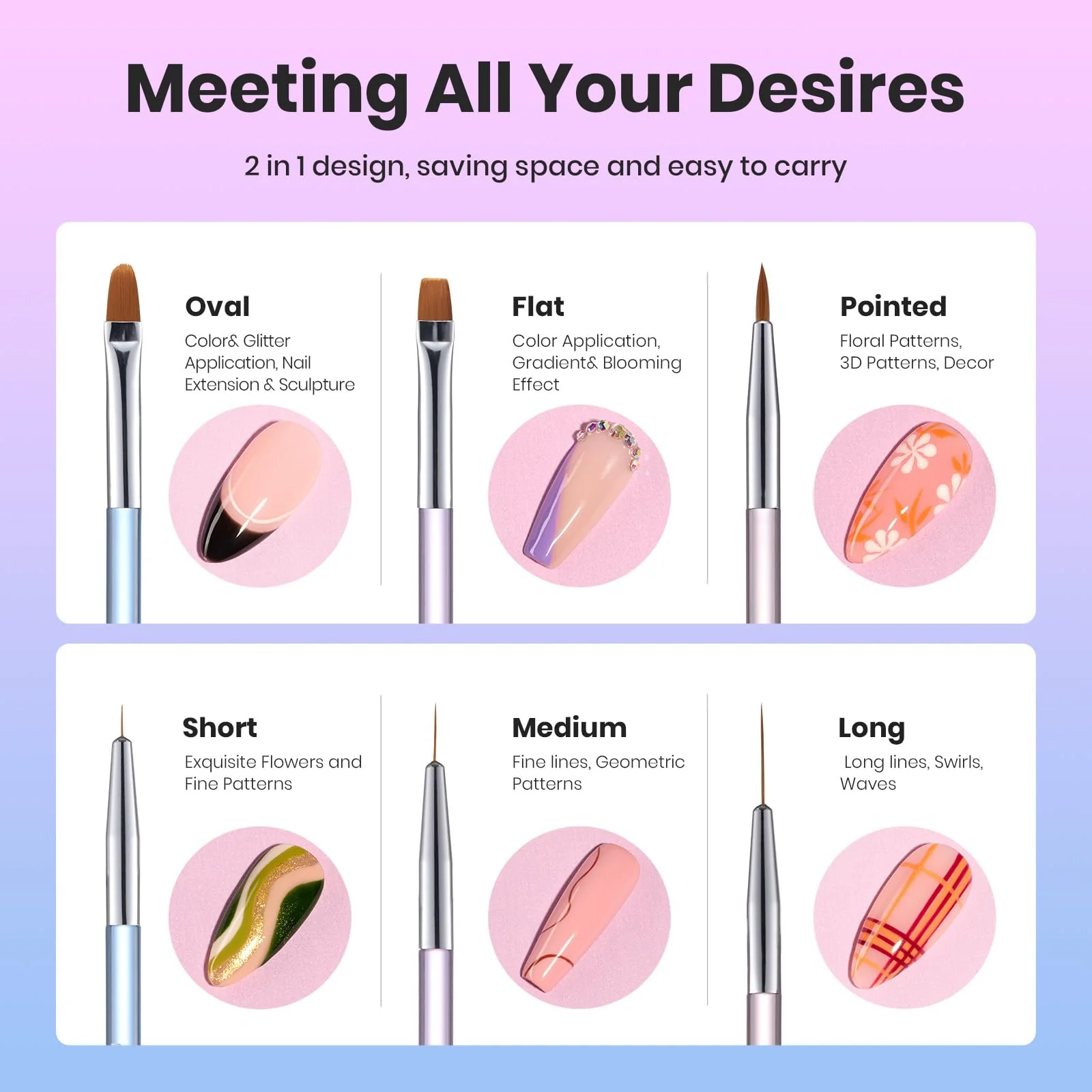 Dual-Head Nail Art Brushes Set: Easy Painting in Various Nail Designs - Image 3