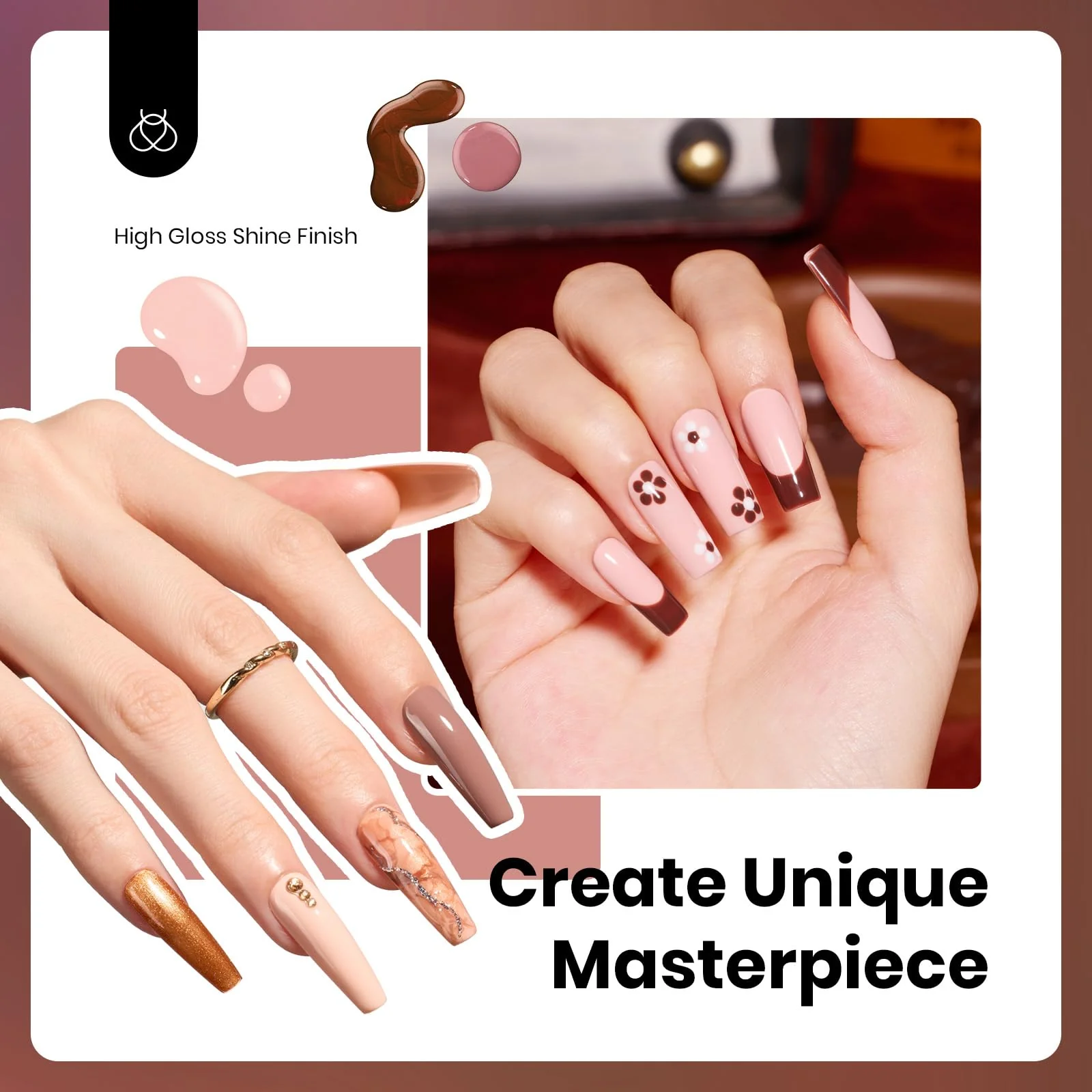 Nude Gel Nail Polish Set Spring Nails - Colorful Bottle 6 Color Each 15ml Gel Polish - Image 3