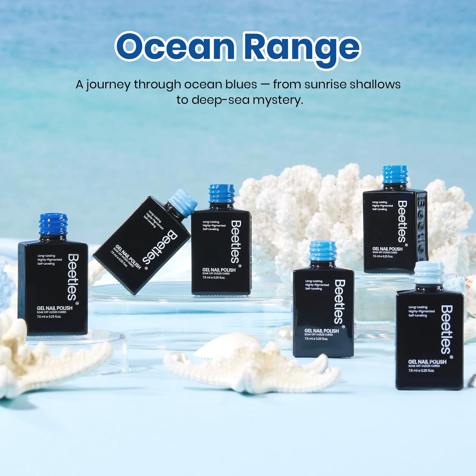 Ocean Range Spring Nails  - 6 Colors Light Baby Dark Navy Blue Gel Polish Set - Image 6