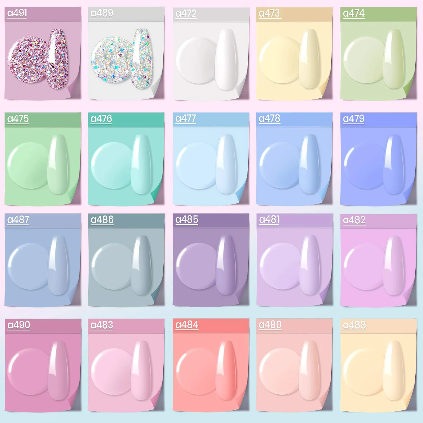 Pastel Paradise - 20 Gel Colors Set with Top and Base Coat (5ml/Each) Spring Nails - Image 2