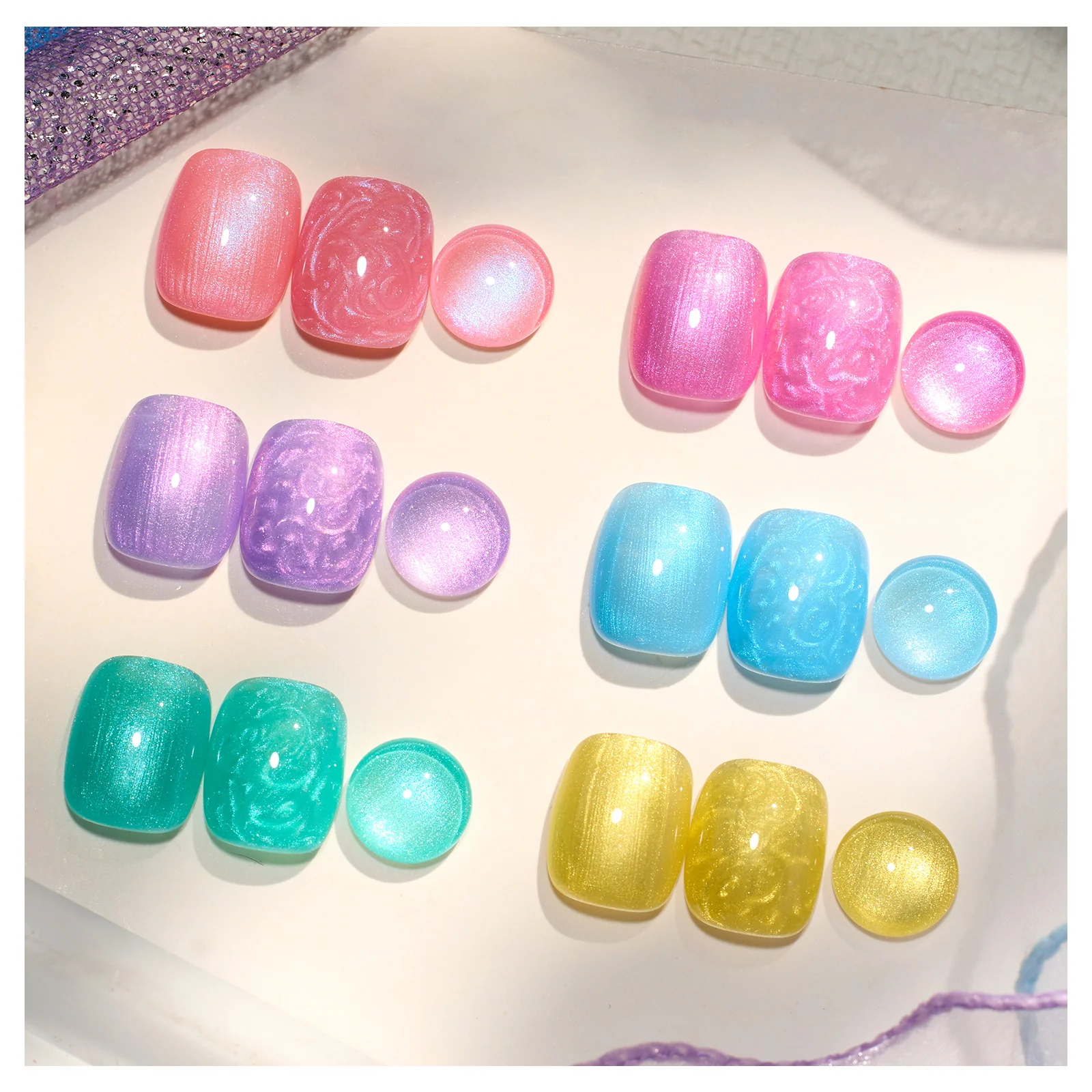 Pastel Whirlwind | 6 Colors Shell Thread Dreamy Mermaid Spring Nails Gel Polish Set