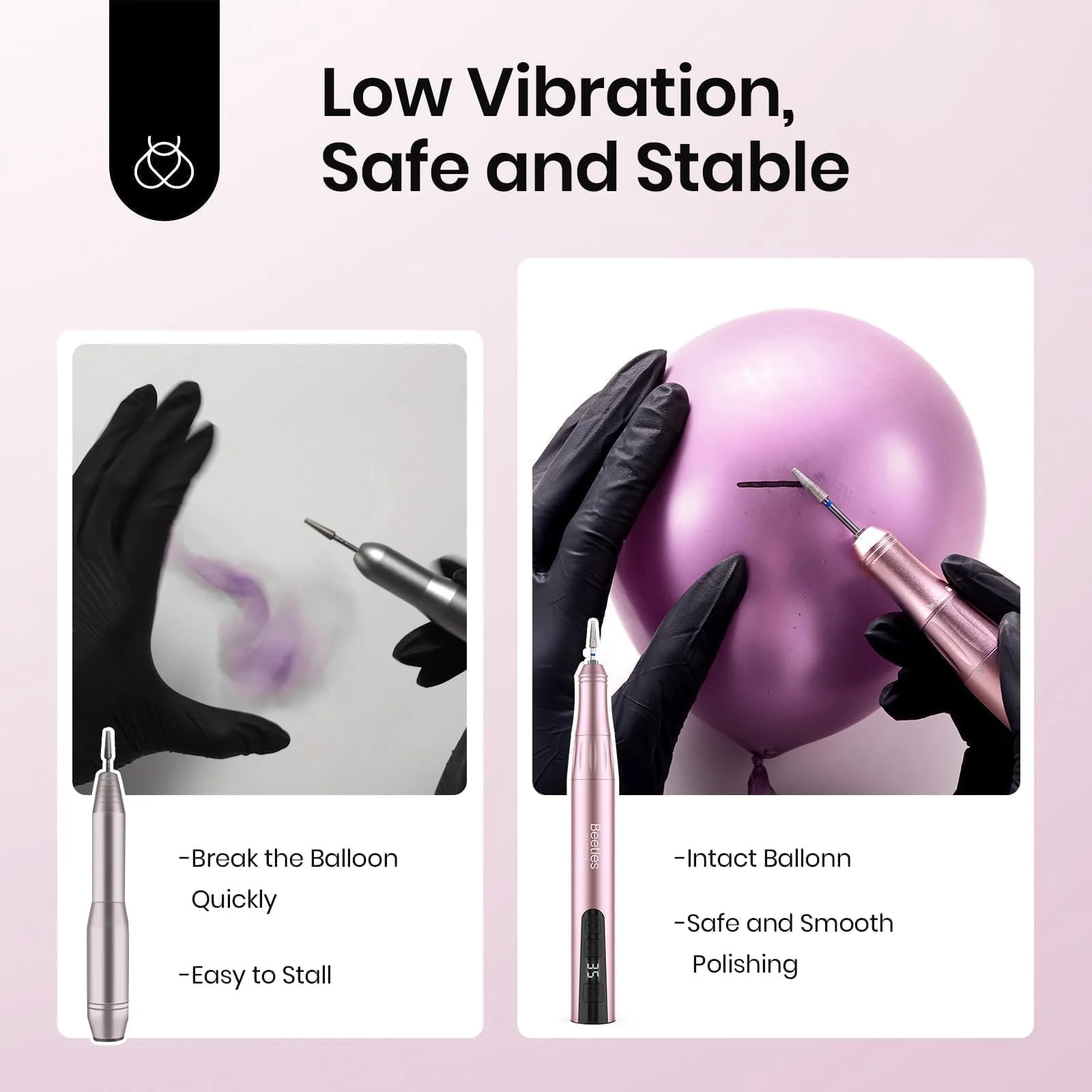 Pink Professional E-file Electric Nail Drill Set-Includes 5 Multifunctional Drill Bits - Image 3
