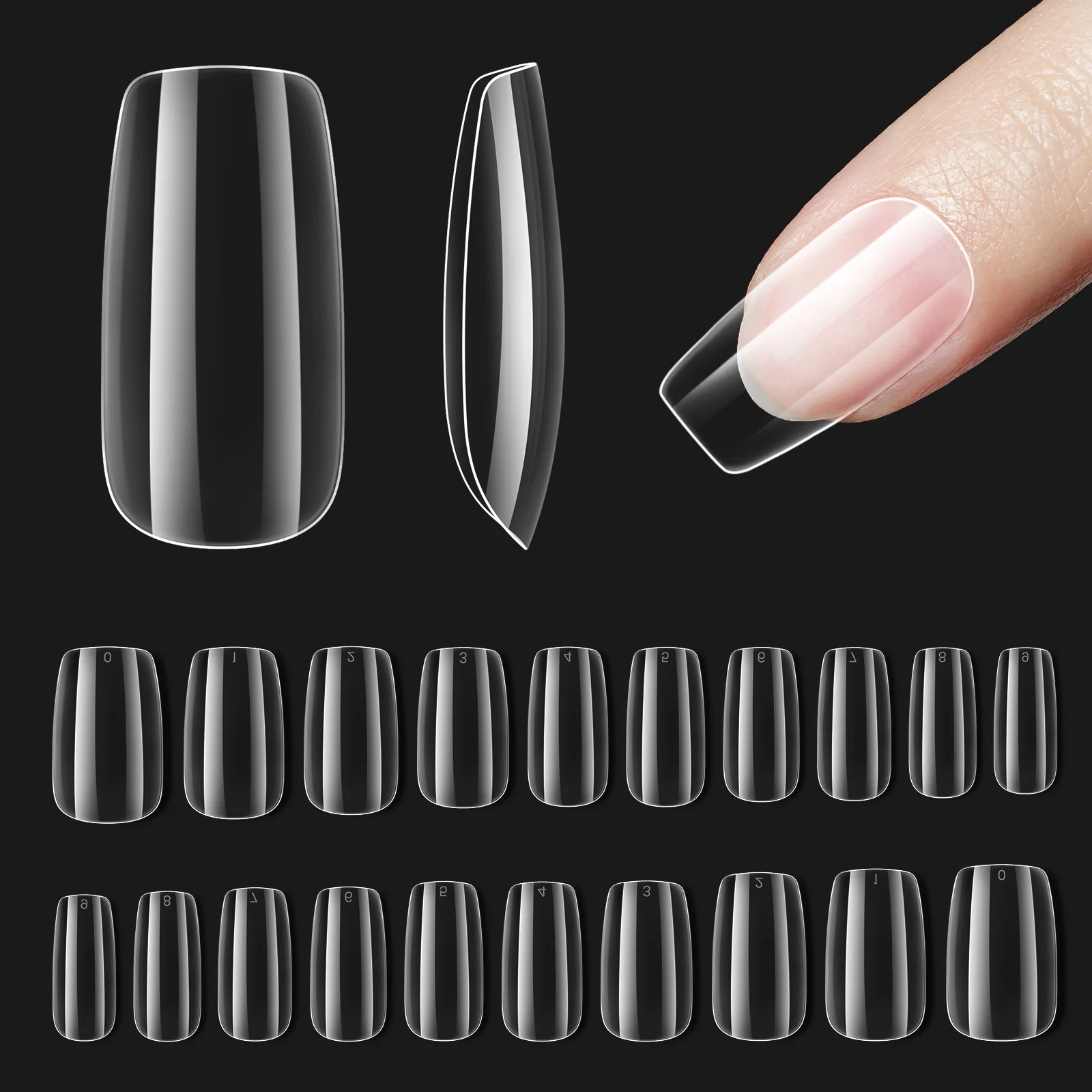 Gel Nail Tips Pre-shaped Extension System Clear False Nail | 500 pcs, 10 sizes - Image 38