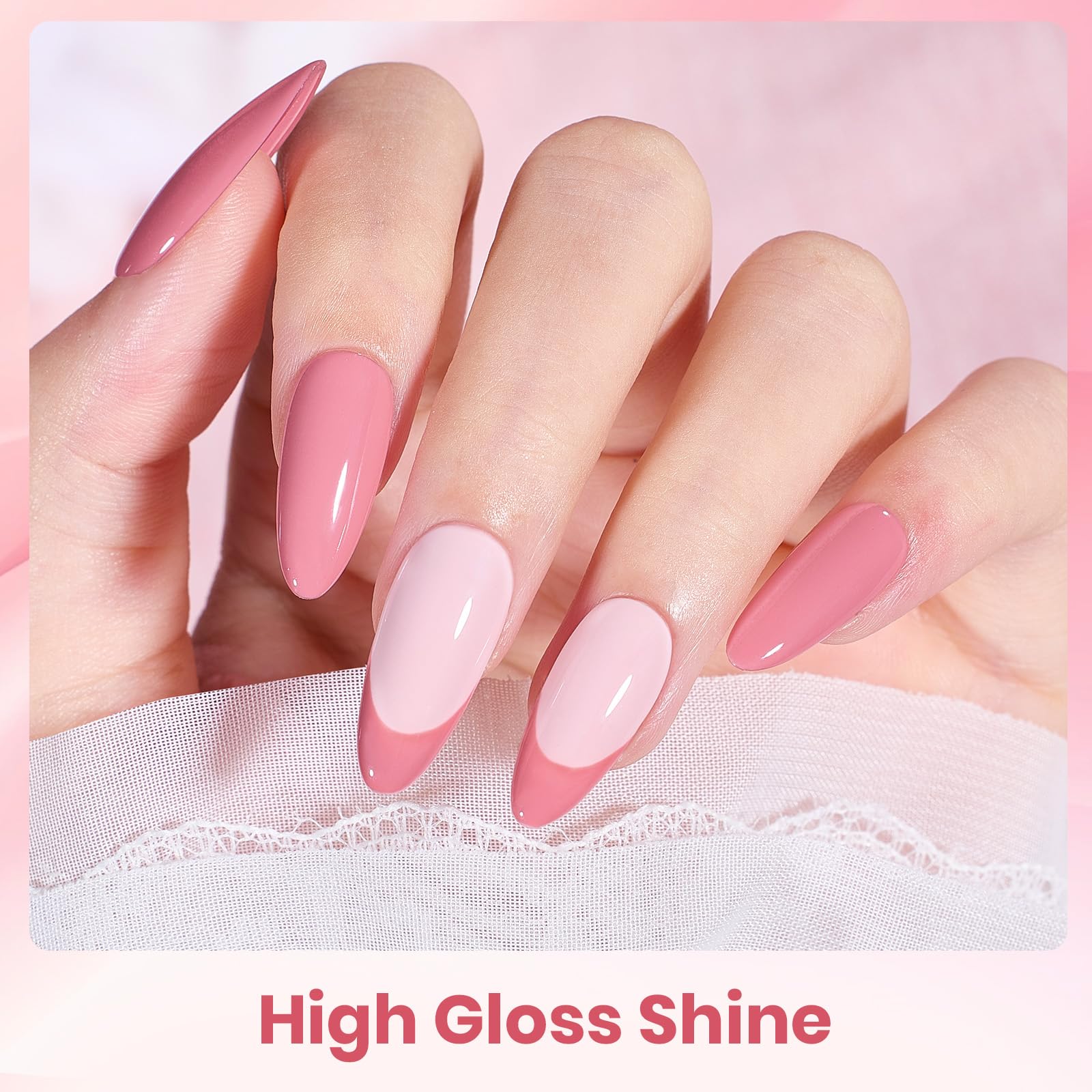 Glossy and Matte Effect - 6 Colors Spring Nails Light Pink Nude Gel Polish Soak Off Kit - Image 3